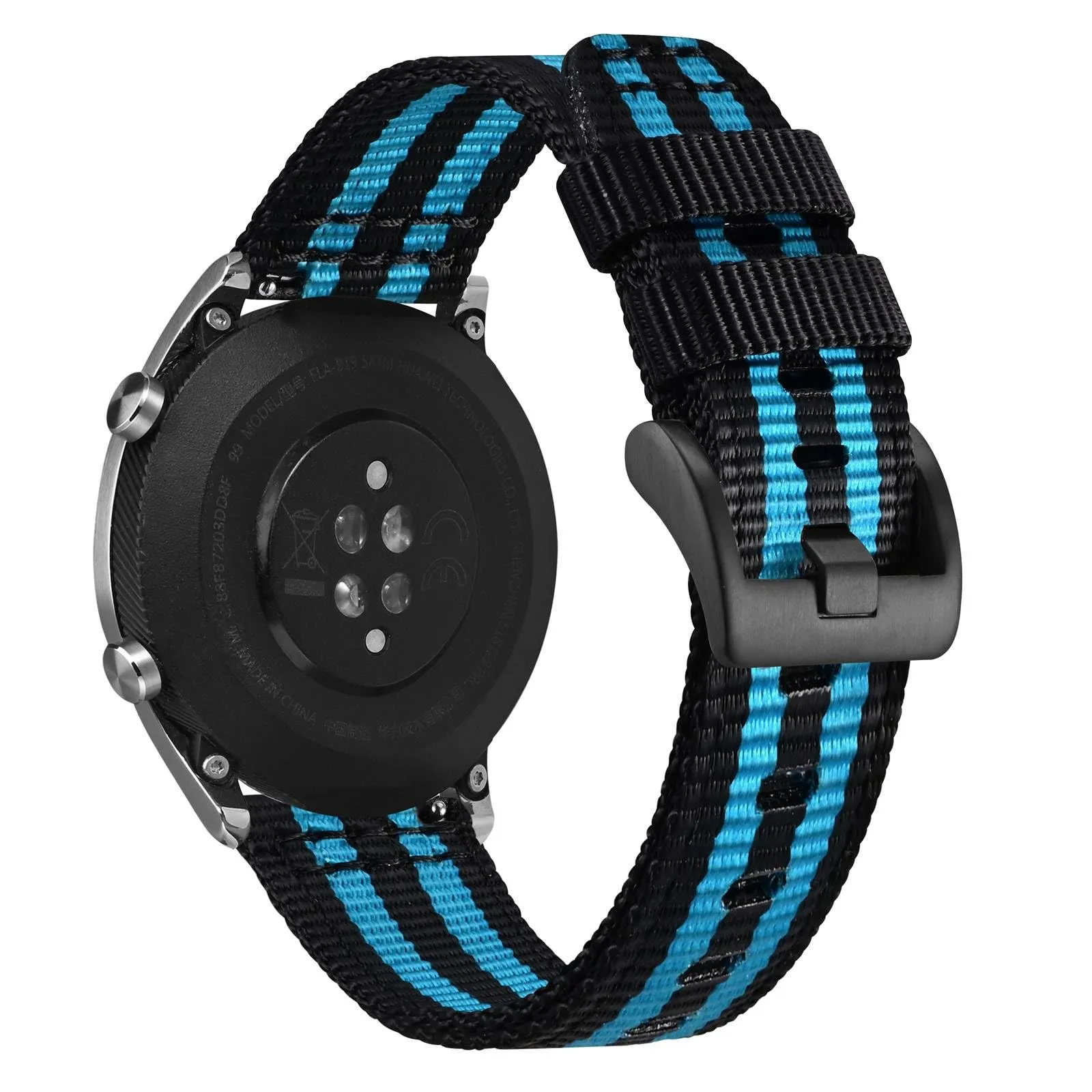 ANNEFIT Cinturino Orologio Nylon 20mm con Fibbia Nera, Cinturini per Orologi Militari a Sgancio Rapido per Uomo Donna (Nero/Blu) - immagine 8