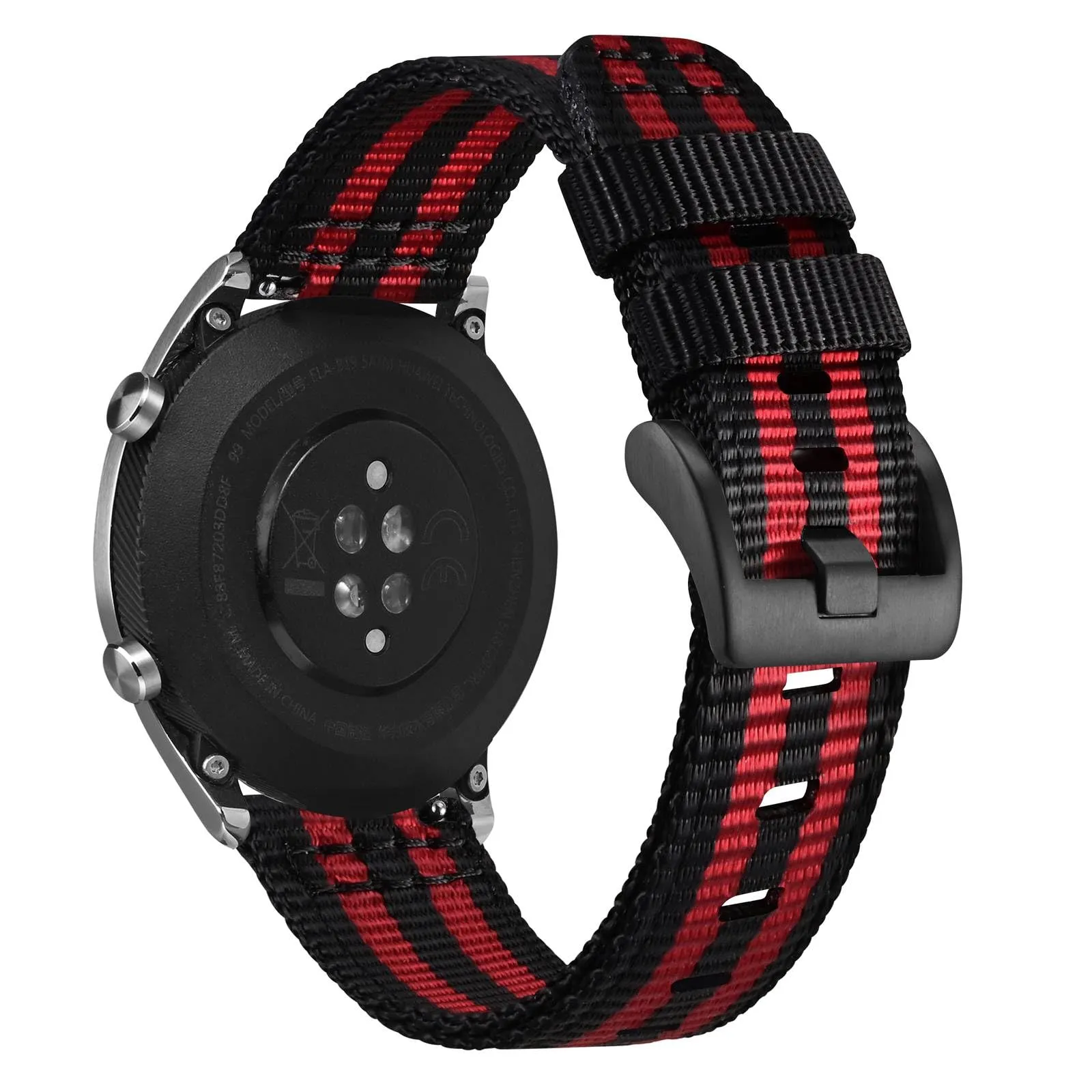 ANNEFIT Cinturino Orologio Nylon 20mm con Fibbia Nera, Cinturini per Orologi Militari a Sgancio Rapido per Uomo Donna (Nero/Rosso) - immagine 8