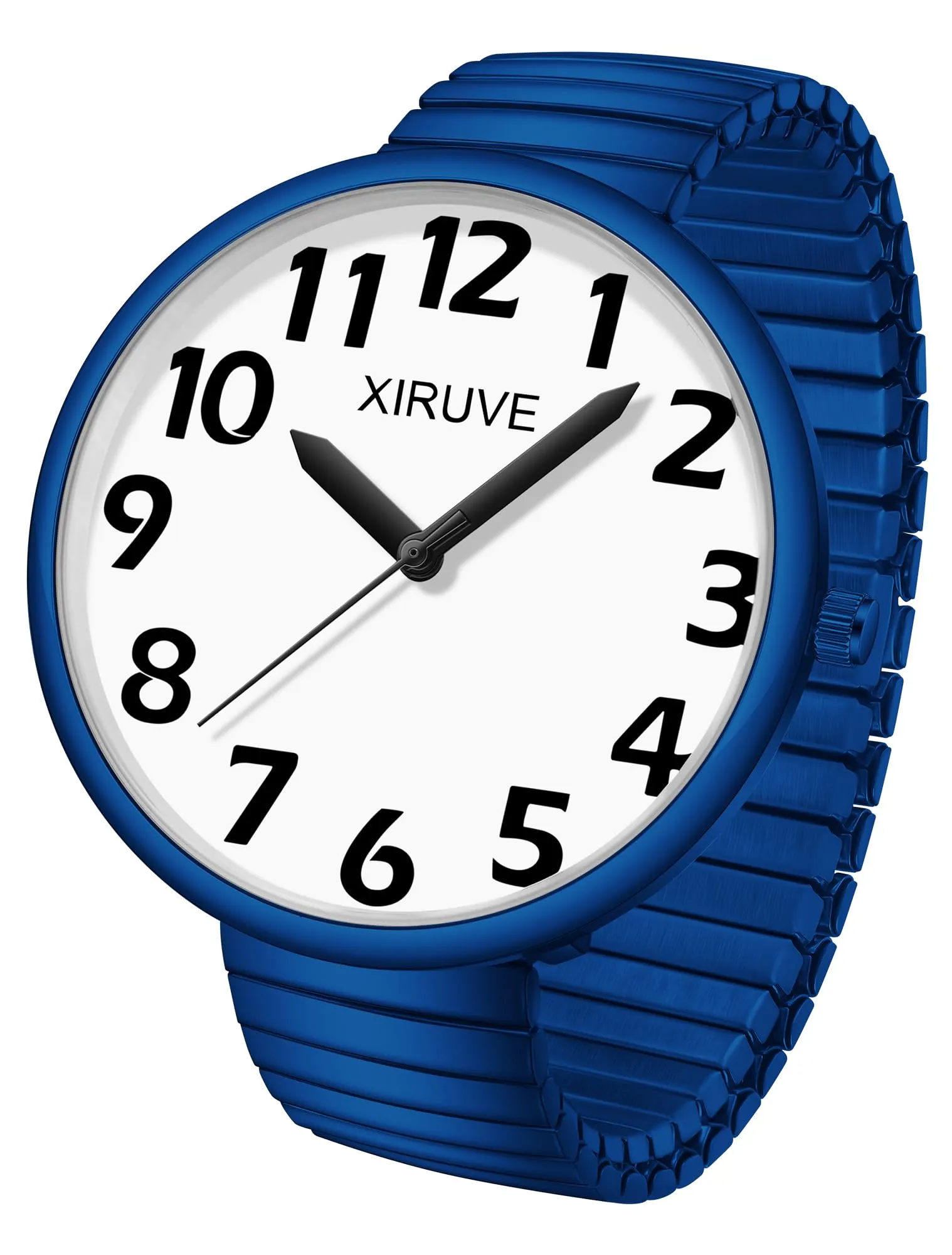 XIRUVE Donna Uomo Facile Lettura Numeri Grandi Quadrante Grande Cinturino Elastico Orologio da Polso Quarzo in Acciaio Inossidabile - immagine 1