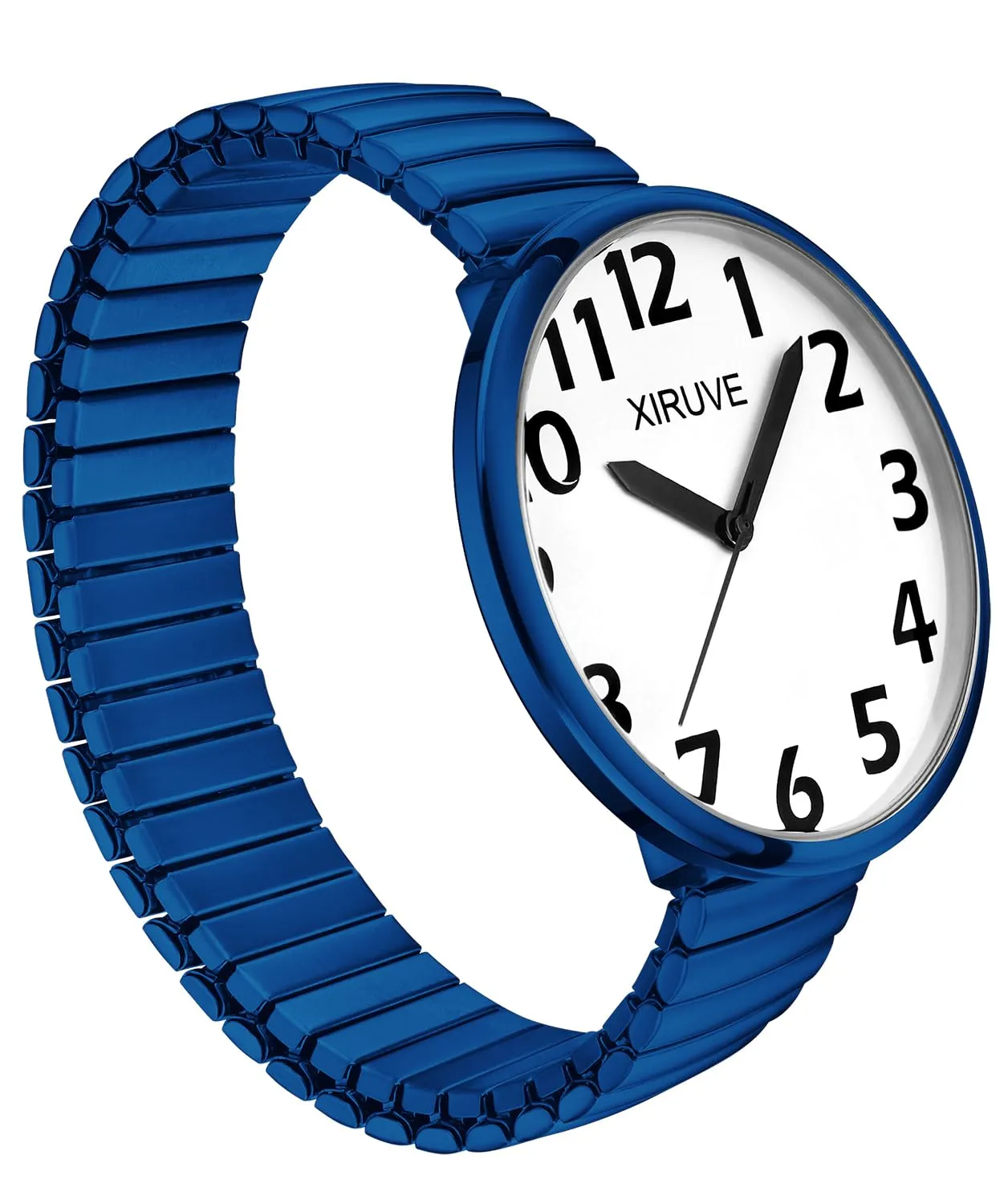 XIRUVE Donna Uomo Facile Lettura Numeri Grandi Quadrante Grande Cinturino Elastico Orologio da Polso Quarzo in Acciaio Inossidabile - immagine 2