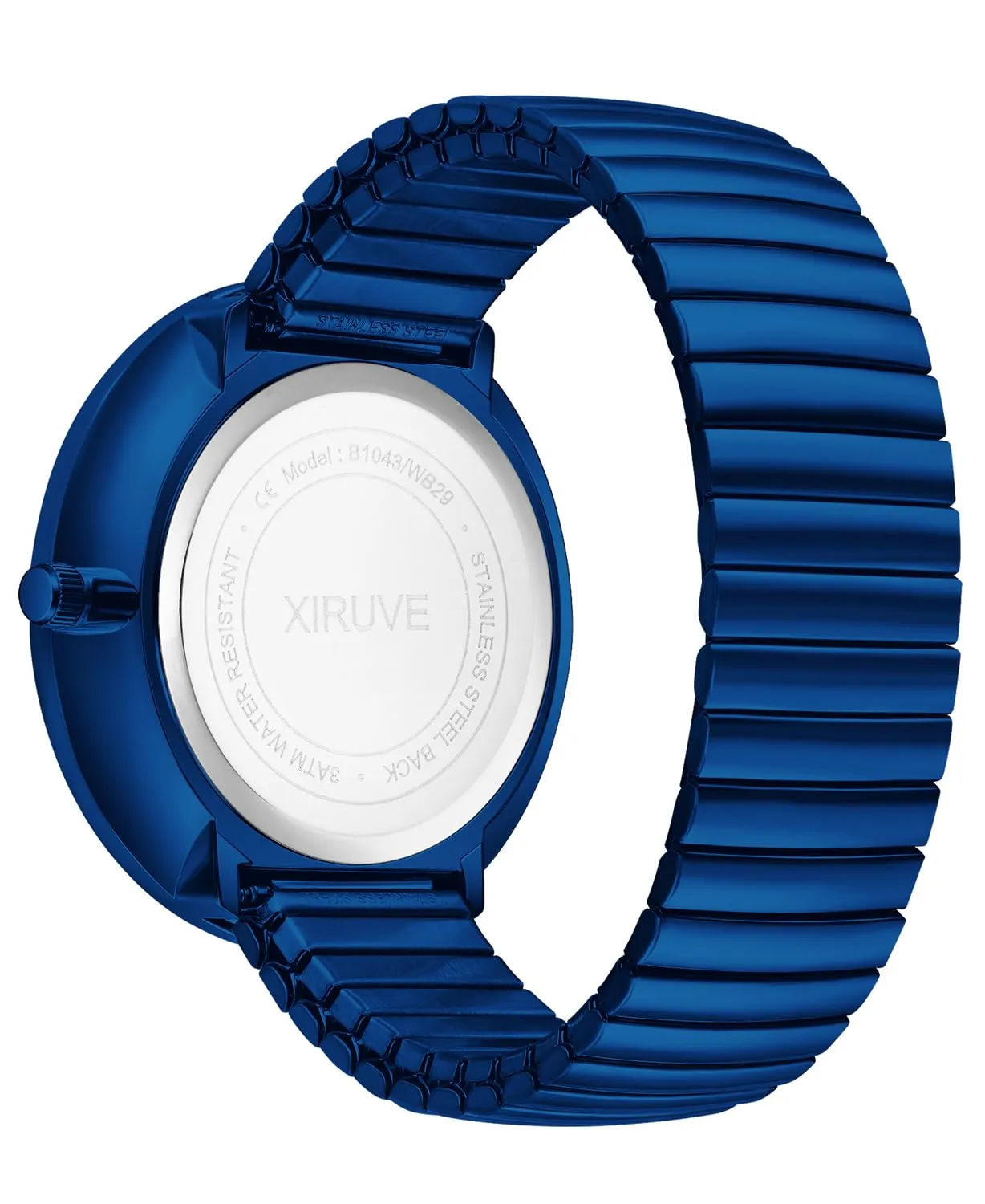 XIRUVE Donna Uomo Facile Lettura Numeri Grandi Quadrante Grande Cinturino Elastico Orologio da Polso Quarzo in Acciaio Inossidabile - immagine 4
