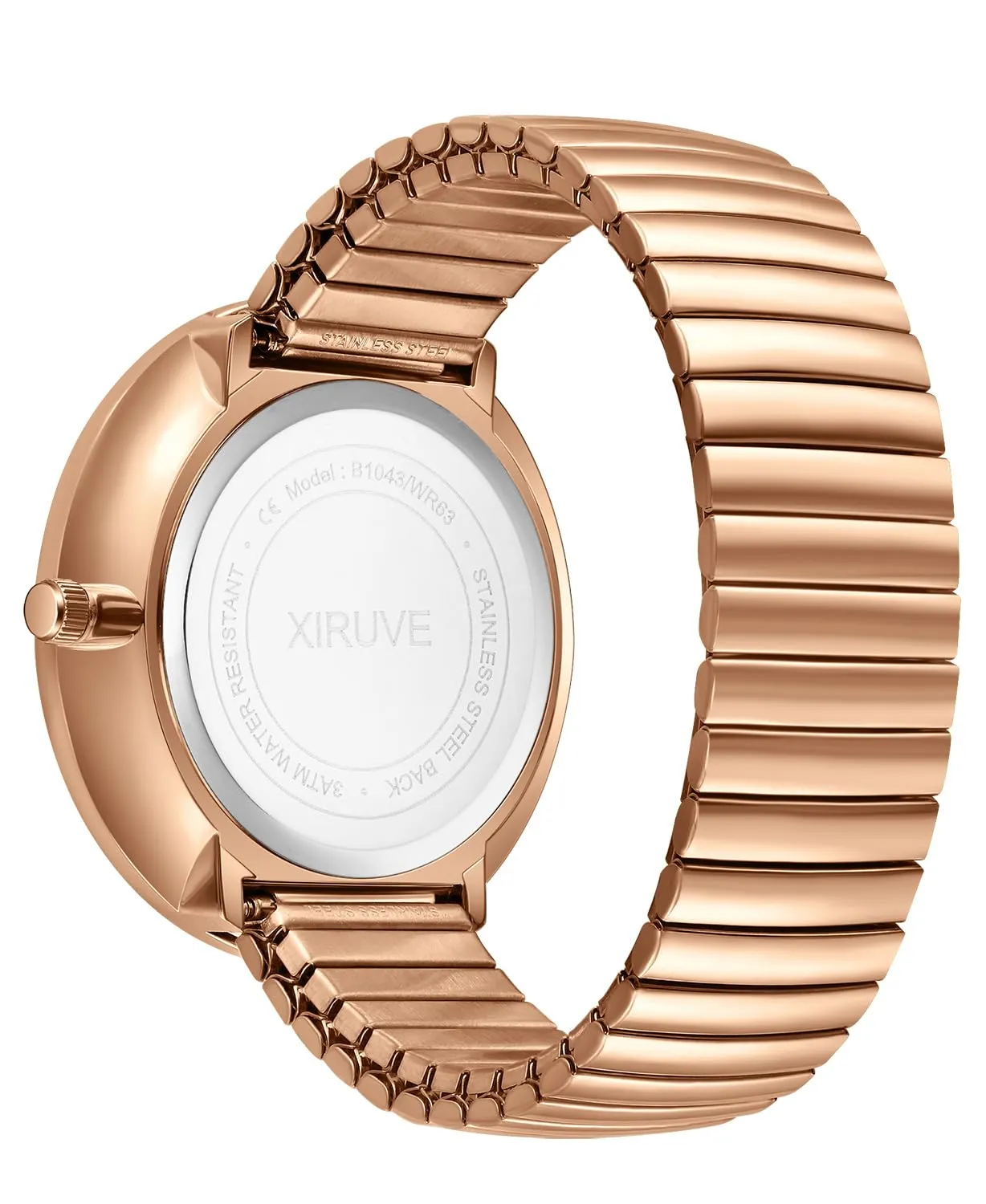 XIRUVE Donna Uomo Facile Lettura Numeri Grandi Quadrante Grande Cinturino Elastico Orologio da Polso Quarzo in Acciaio Inossidabile - immagine 4