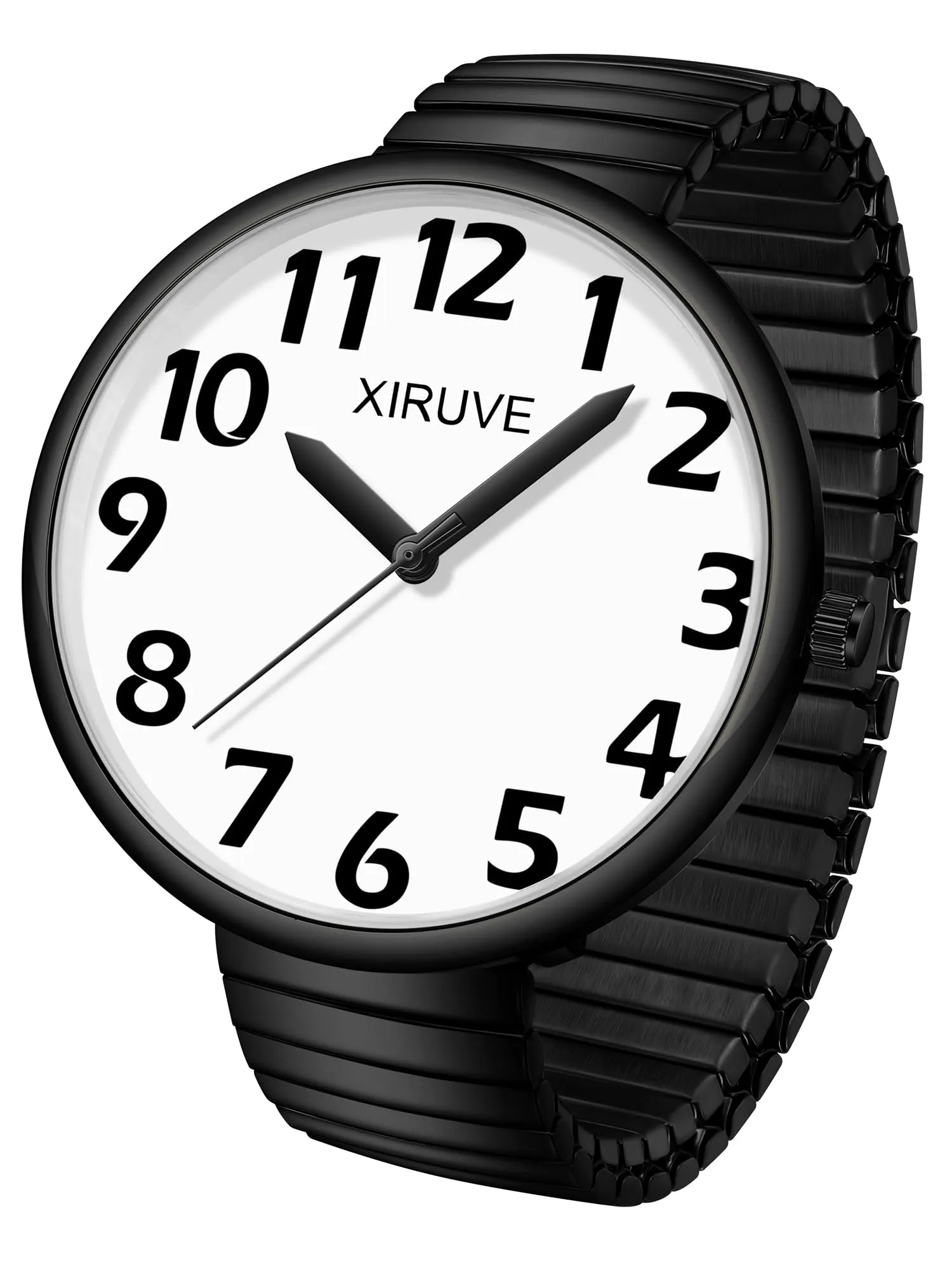 XIRUVE Donna Uomo Facile Lettura Numeri Grandi Quadrante Grande Cinturino Elastico Orologio da Polso Quarzo in Acciaio Inossidabile - immagine 1
