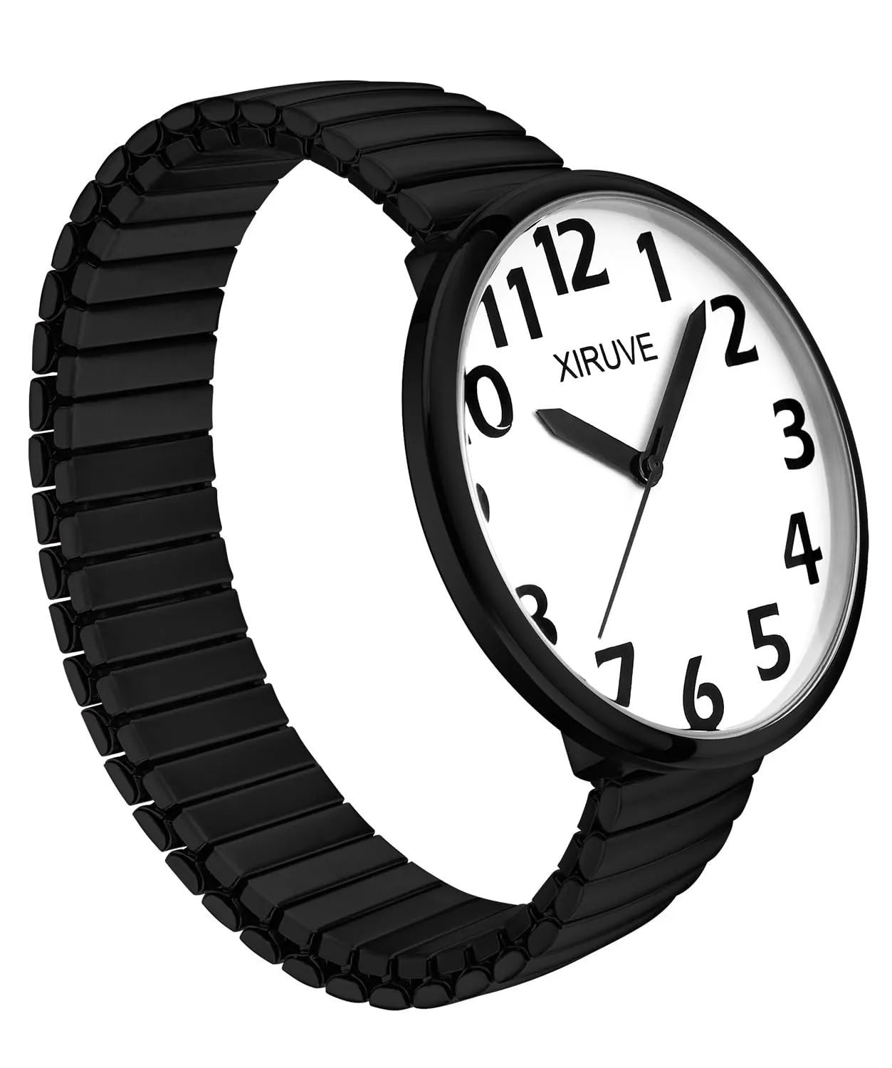 XIRUVE Donna Uomo Facile Lettura Numeri Grandi Quadrante Grande Cinturino Elastico Orologio da Polso Quarzo in Acciaio Inossidabile - immagine 2