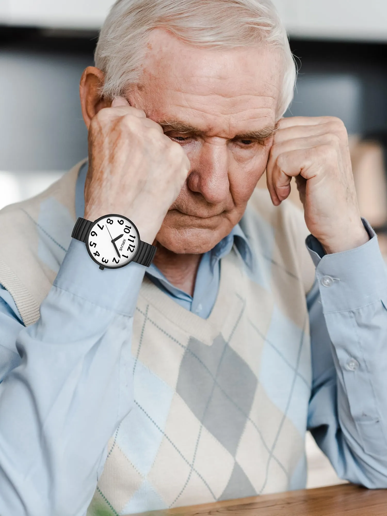 XIRUVE Donna Uomo Facile Lettura Numeri Grandi Quadrante Grande Cinturino Elastico Orologio da Polso Quarzo in Acciaio Inossidabile - immagine 6