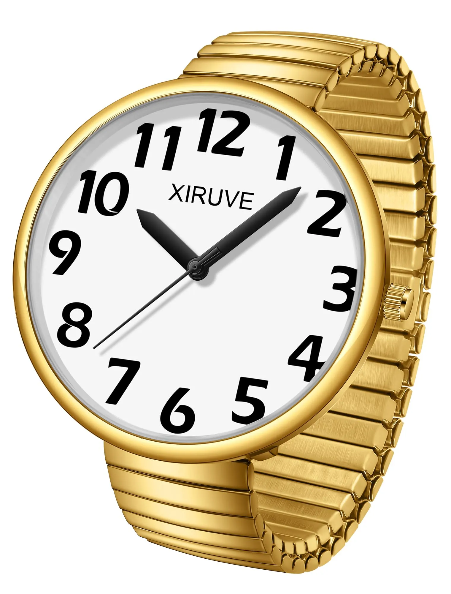 XIRUVE Donna Uomo Facile Lettura Numeri Grandi Quadrante Grande Cinturino Elastico Orologio da Polso Quarzo in Acciaio Inossidabile - immagine 1