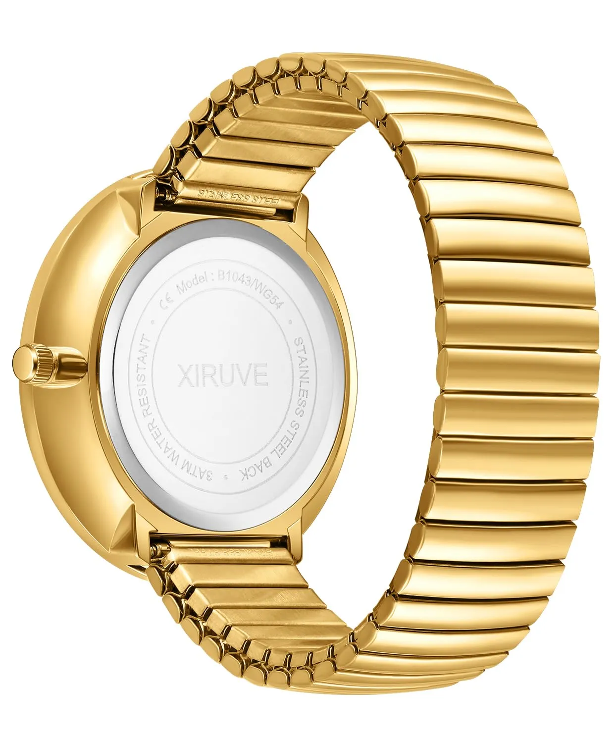 XIRUVE Donna Uomo Facile Lettura Numeri Grandi Quadrante Grande Cinturino Elastico Orologio da Polso Quarzo in Acciaio Inossidabile - immagine 4