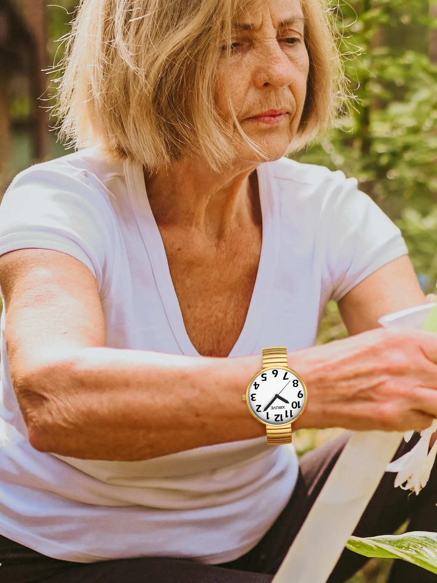 XIRUVE Donna Uomo Facile Lettura Numeri Grandi Quadrante Grande Cinturino Elastico Orologio da Polso Quarzo in Acciaio Inossidabile - immagine 6