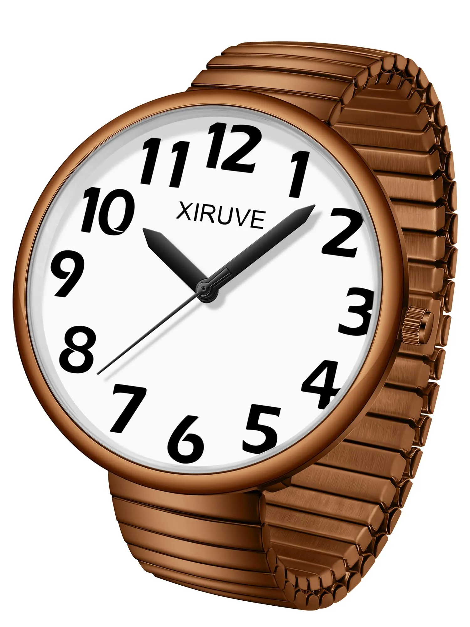 XIRUVE Donna Uomo Facile Lettura Numeri Grandi Quadrante Grande Cinturino Elastico Orologio da Polso Quarzo in Acciaio Inossidabile - immagine 1