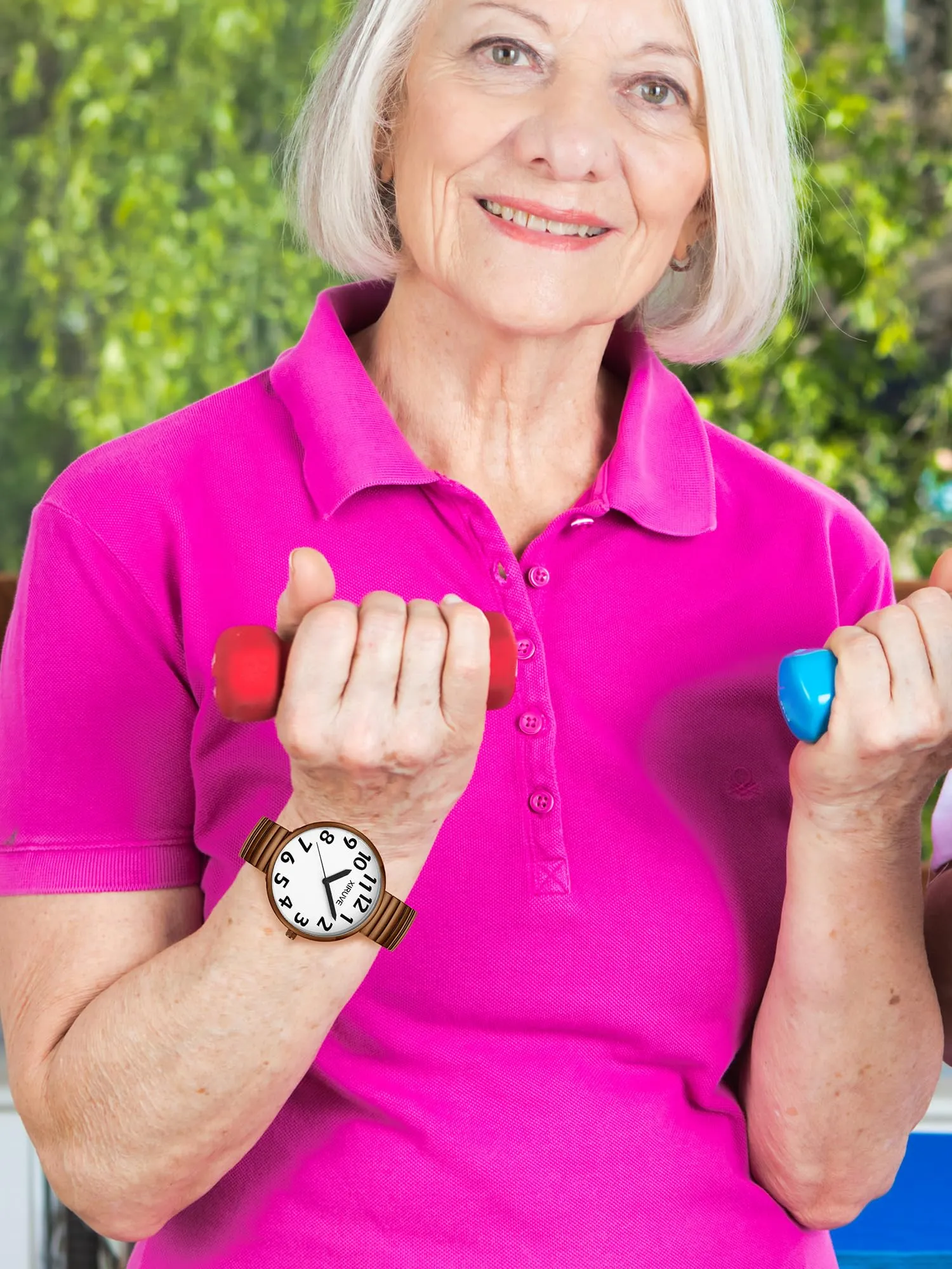 XIRUVE Donna Uomo Facile Lettura Numeri Grandi Quadrante Grande Cinturino Elastico Orologio da Polso Quarzo in Acciaio Inossidabile - immagine 6