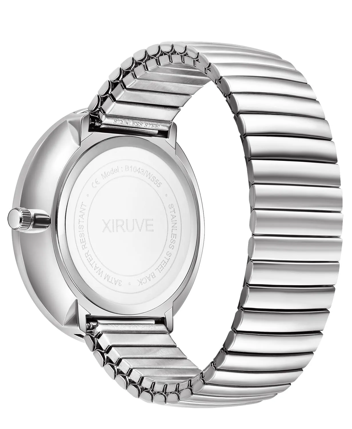 XIRUVE Donna Uomo Facile Lettura Numeri Grandi Quadrante Grande Cinturino Elastico Orologio da Polso Quarzo in Acciaio Inossidabile - immagine 4