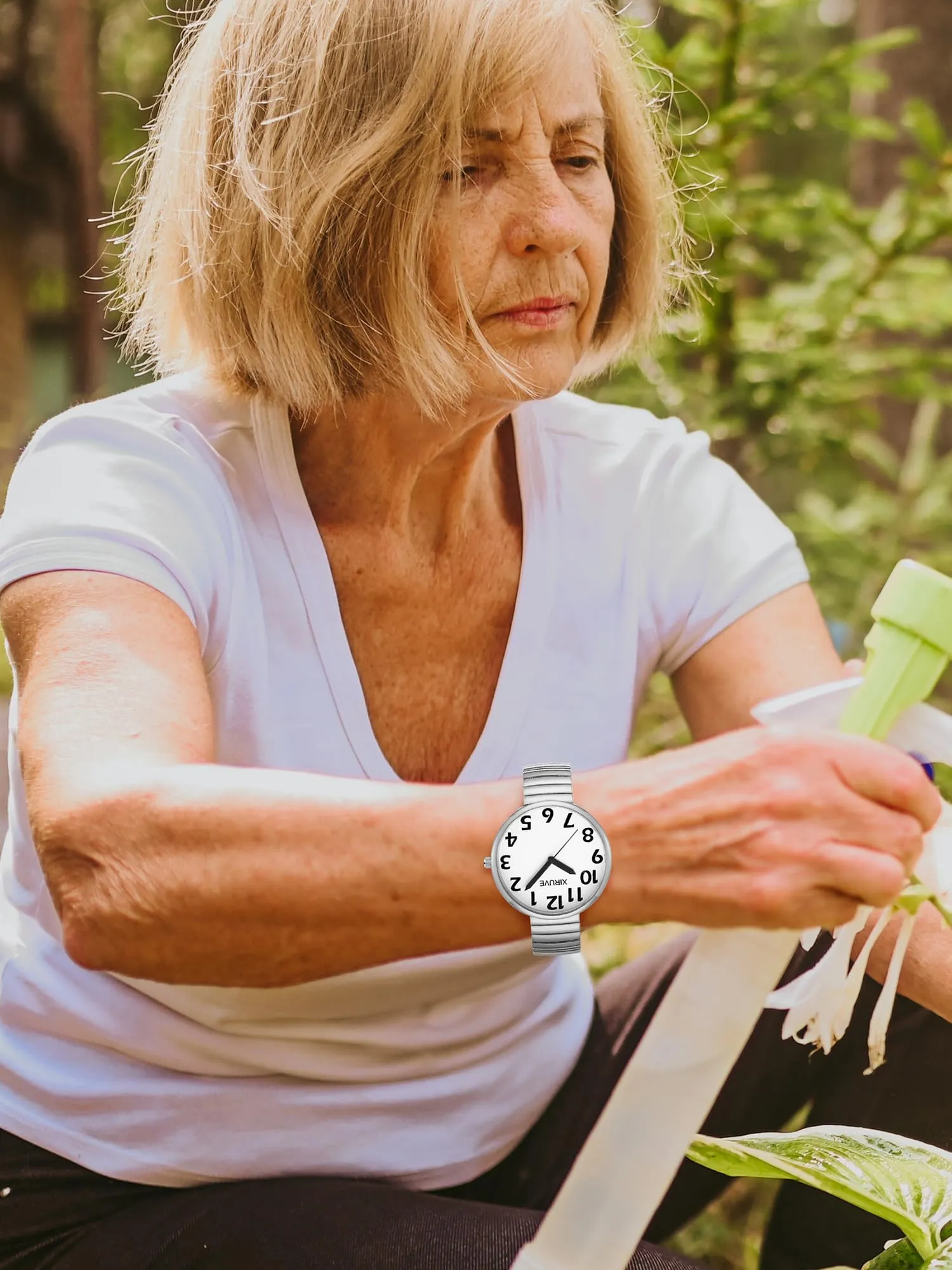 XIRUVE Donna Uomo Facile Lettura Numeri Grandi Quadrante Grande Cinturino Elastico Orologio da Polso Quarzo in Acciaio Inossidabile - immagine 6