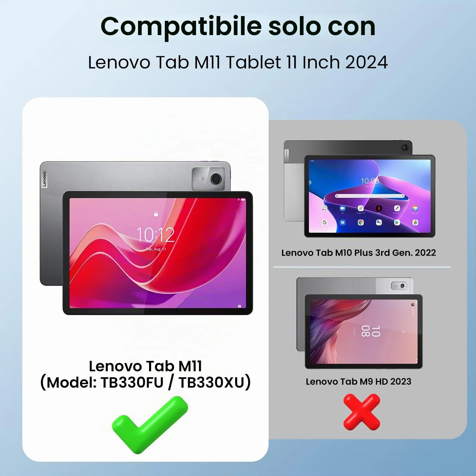 MoKo Cover per Lenovo Tab M11 2024 (TB330FU/TB330XU) 11" con Porta Penna,Custodia Ultrasottile Trifold Stand Case Auto Sveglia/Sonno,Cover Protettiva con Retro Trasparente per Lenovo, CieloStellatoBlu - immagine 2