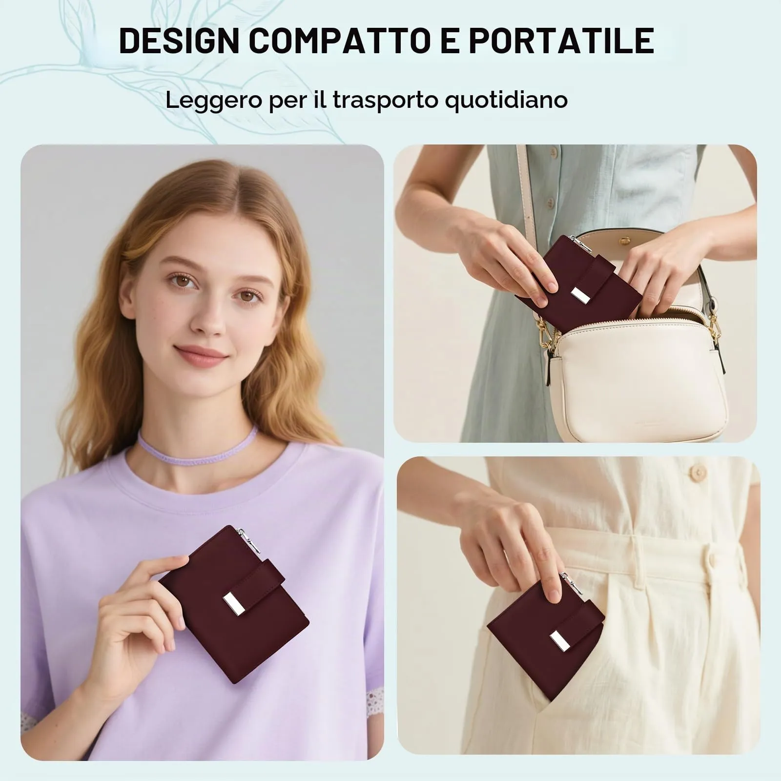 Faneam Cartera Pequeña Mujer de Piel, RFID, 12 Tarjetas y Caja Regalo - immagine 5