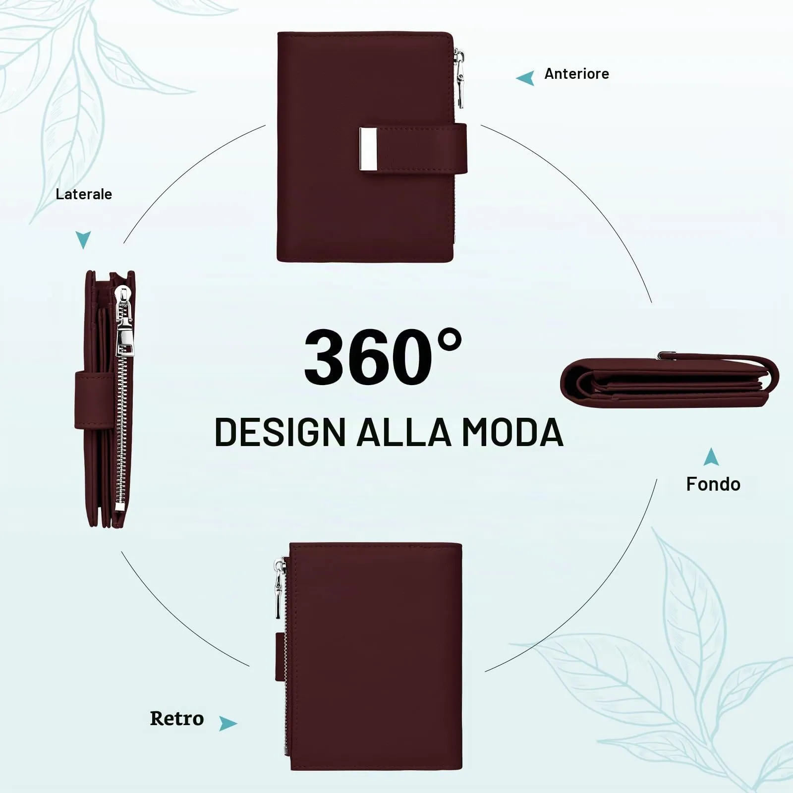 Faneam Cartera Pequeña Mujer de Piel, RFID, 12 Tarjetas y Caja Regalo - immagine 7