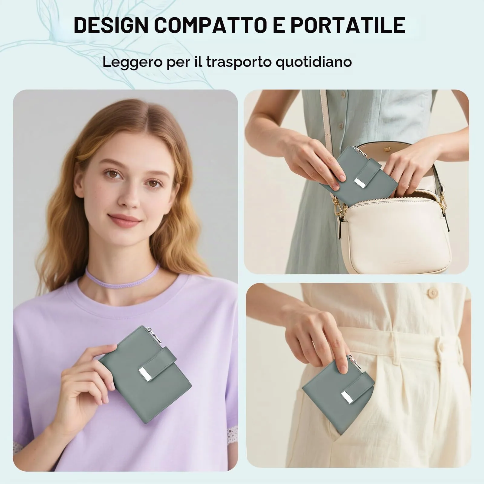 Faneam Cartera Pequeña Mujer de Piel, RFID, 12 Tarjetas y Caja Regalo - immagine 5