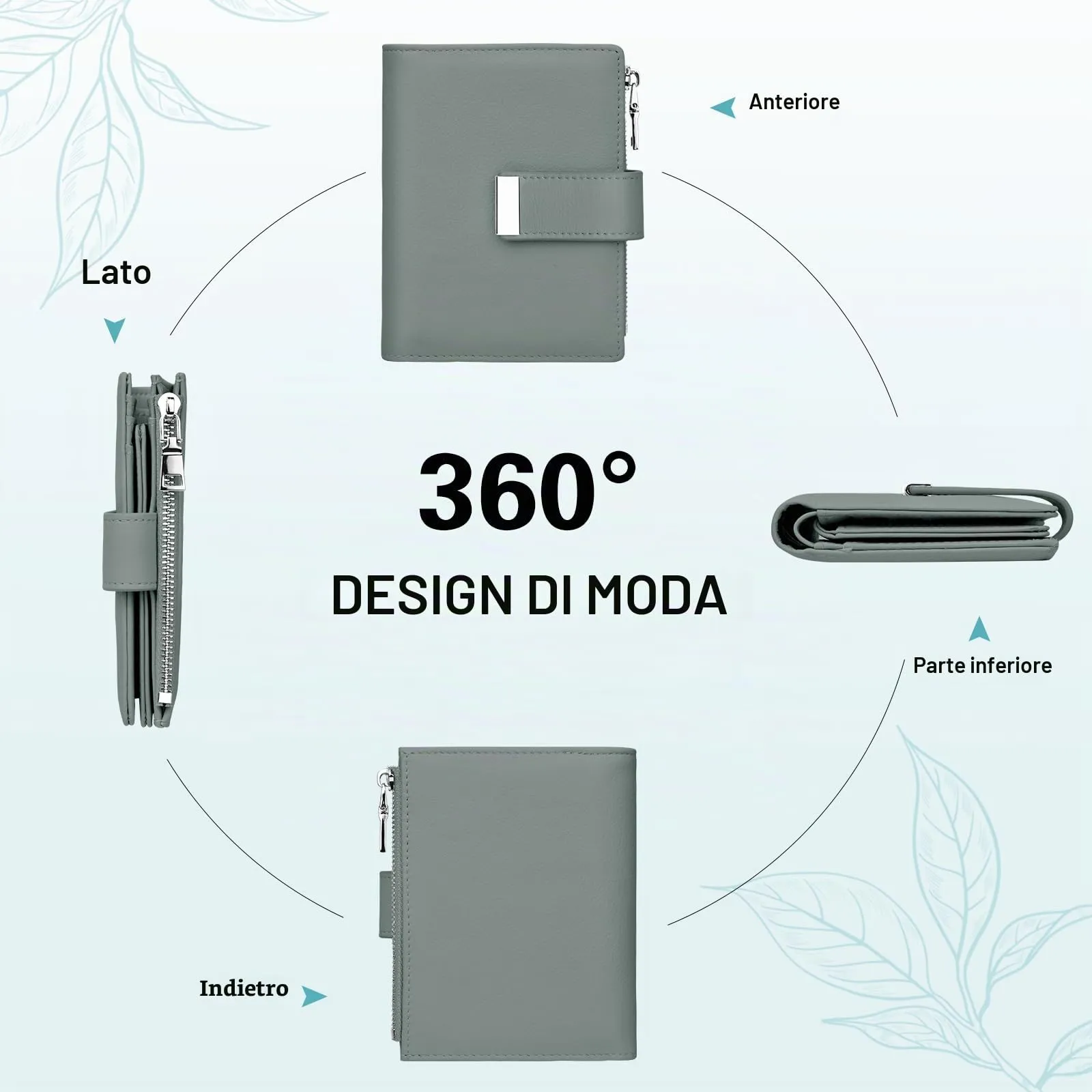 Faneam Cartera Pequeña Mujer de Piel, RFID, 12 Tarjetas y Caja Regalo - immagine 7
