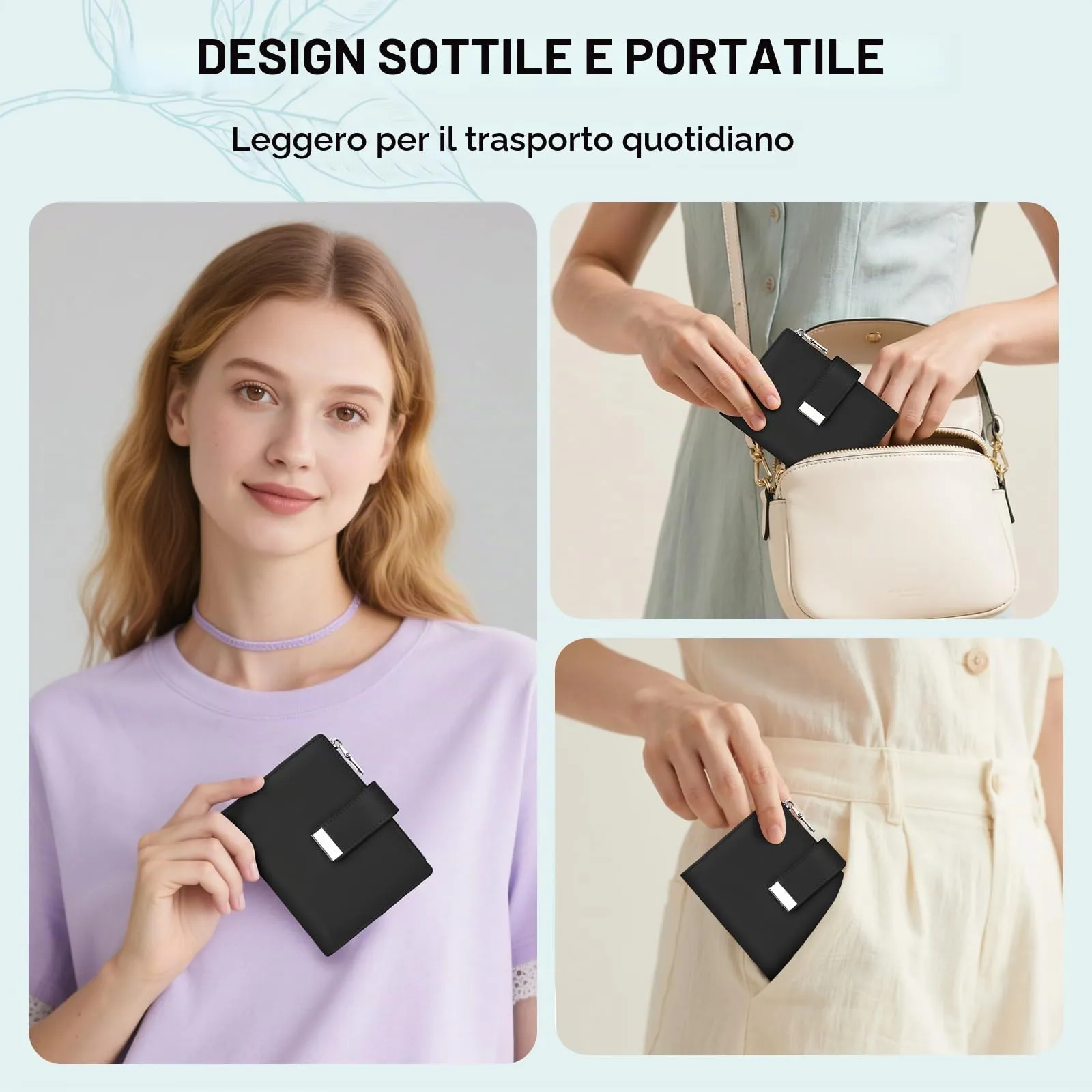 Faneam Cartera Pequeña Mujer de Piel, RFID, 12 Tarjetas y Caja Regalo - immagine 5