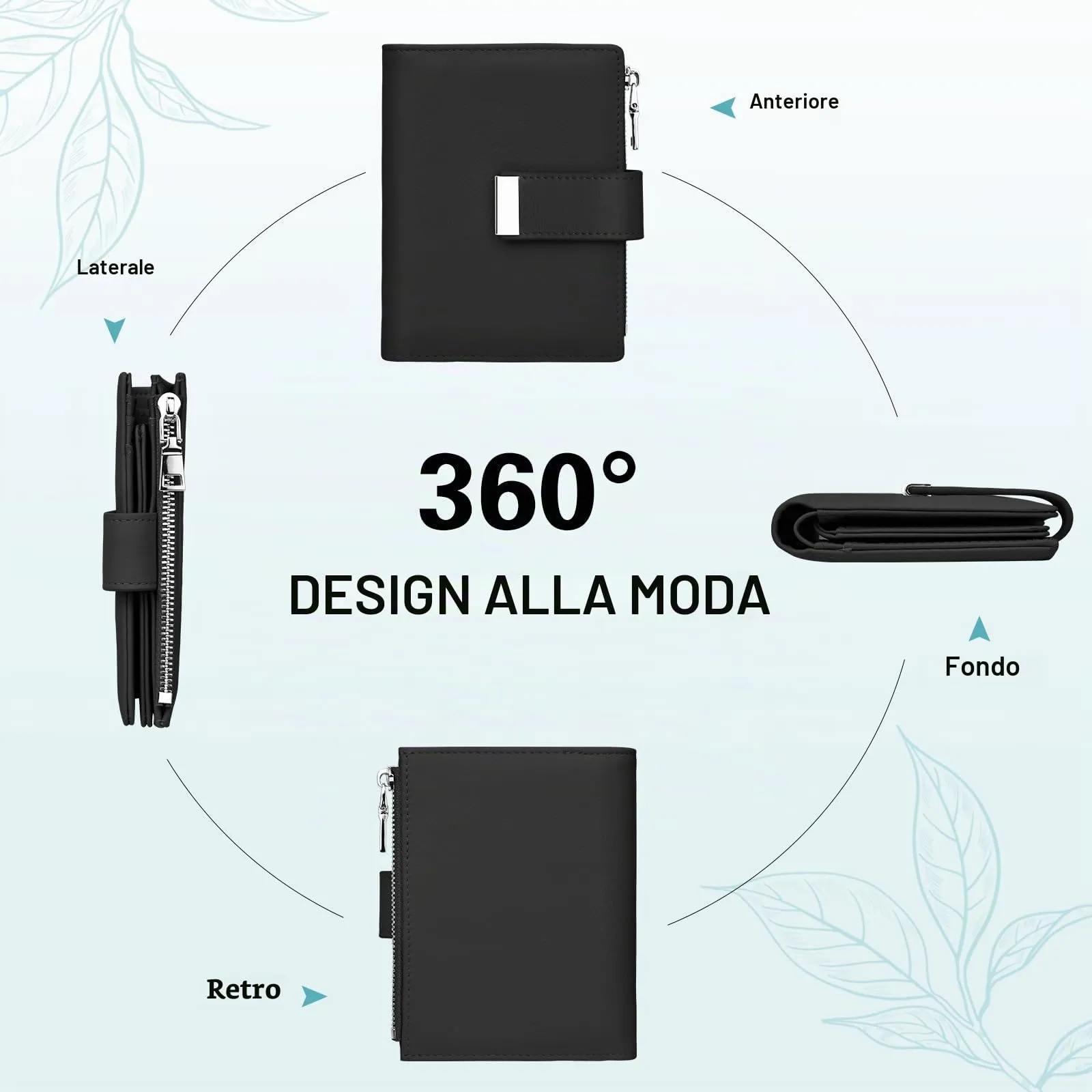 Faneam Cartera Pequeña Mujer de Piel, RFID, 12 Tarjetas y Caja Regalo - immagine 7