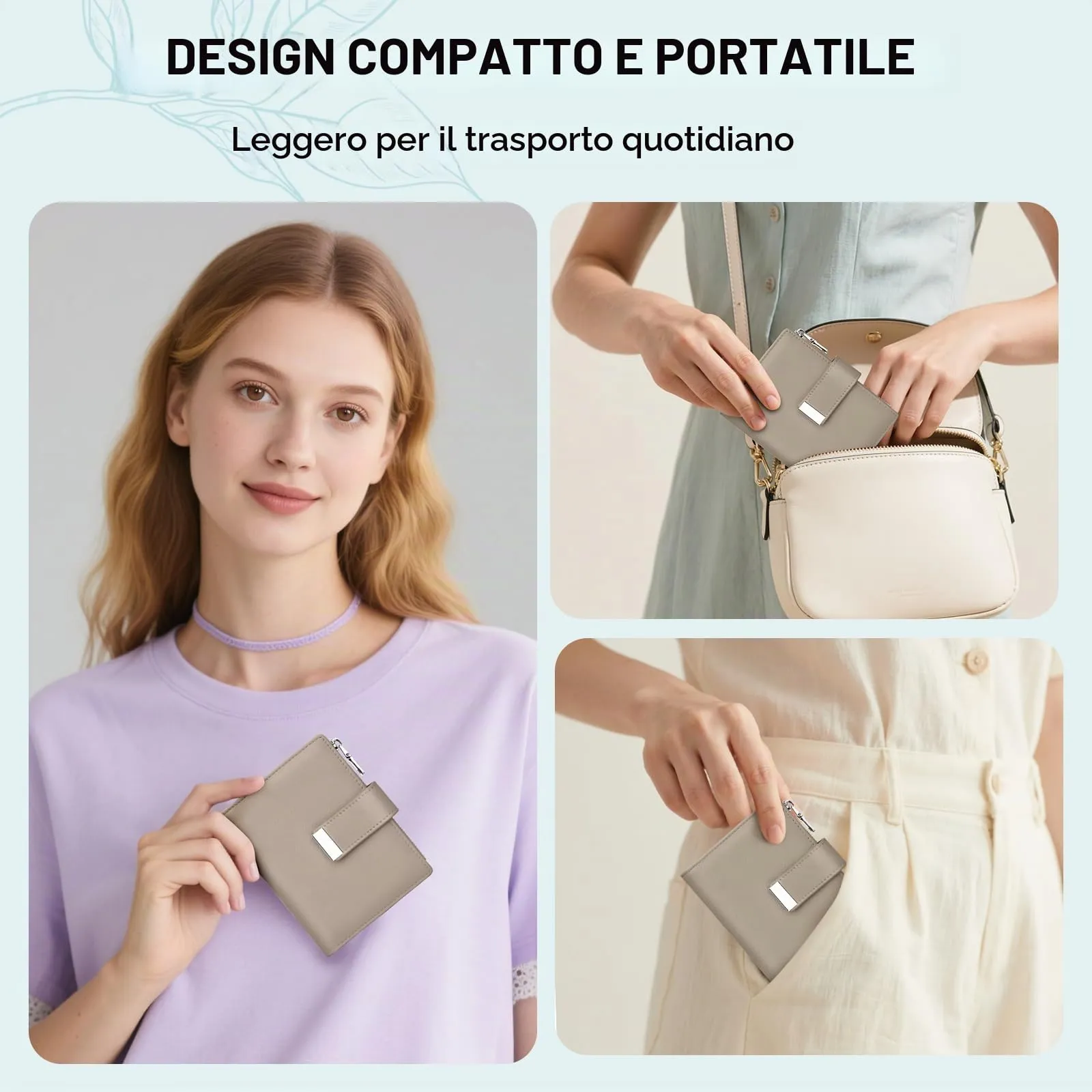 Faneam Cartera Pequeña Mujer de Piel, RFID, 12 Tarjetas y Caja Regalo - immagine 5