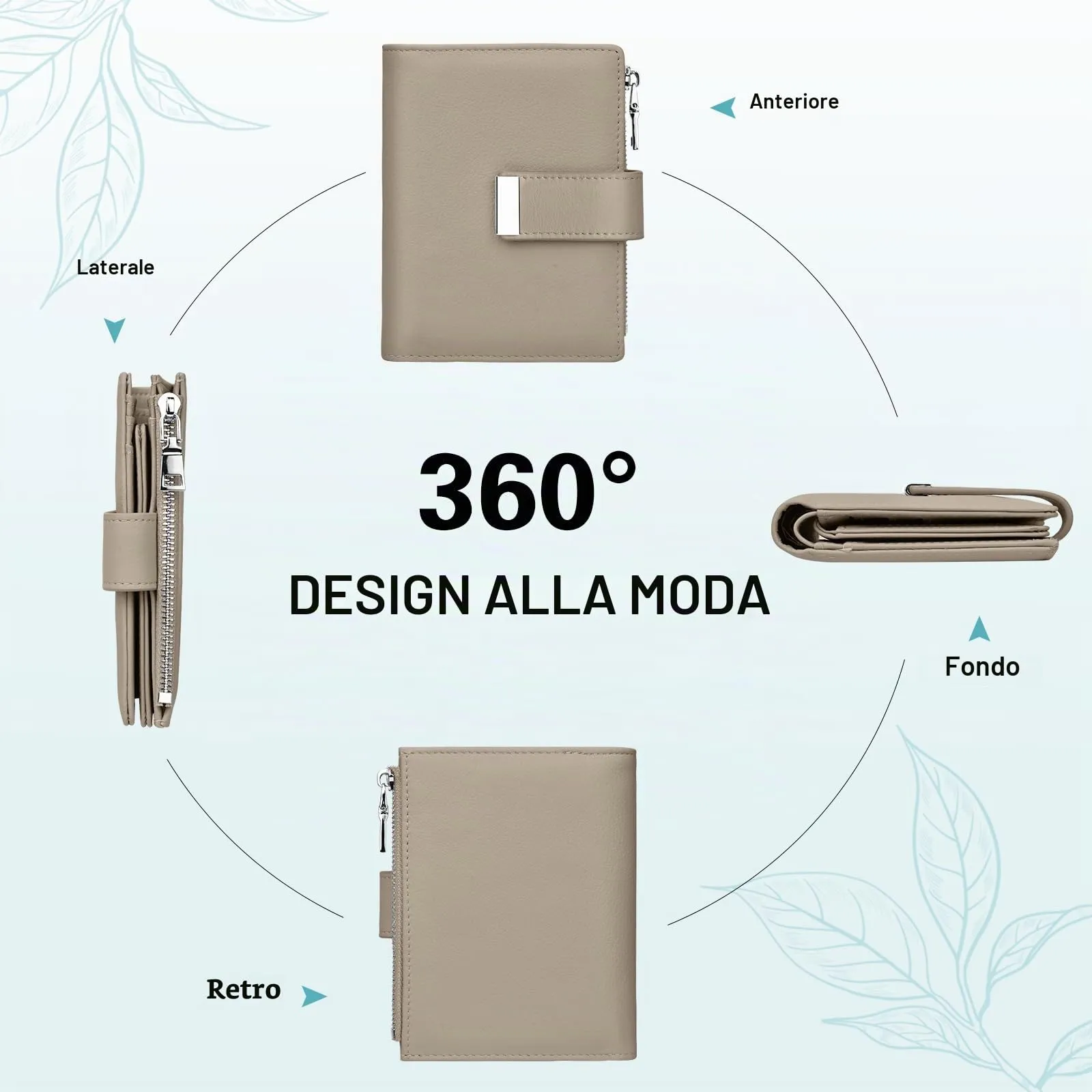 Faneam Cartera Pequeña Mujer de Piel, RFID, 12 Tarjetas y Caja Regalo - immagine 7