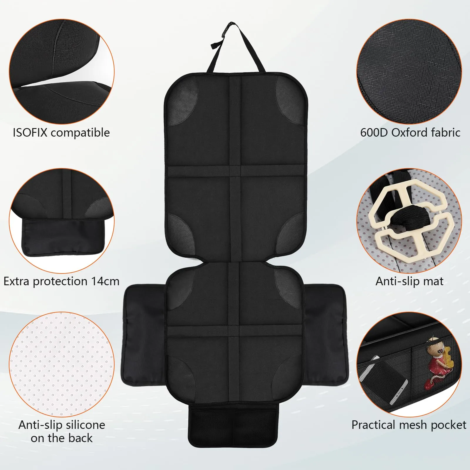 Cozary Protezione Sedile Auto – Impermeabile e Facile da Pulire, Protezione Sedile Posteriore per Seggiolino, Ovetto e Rialzo, con Tasche Portaoggetti - immagine 2