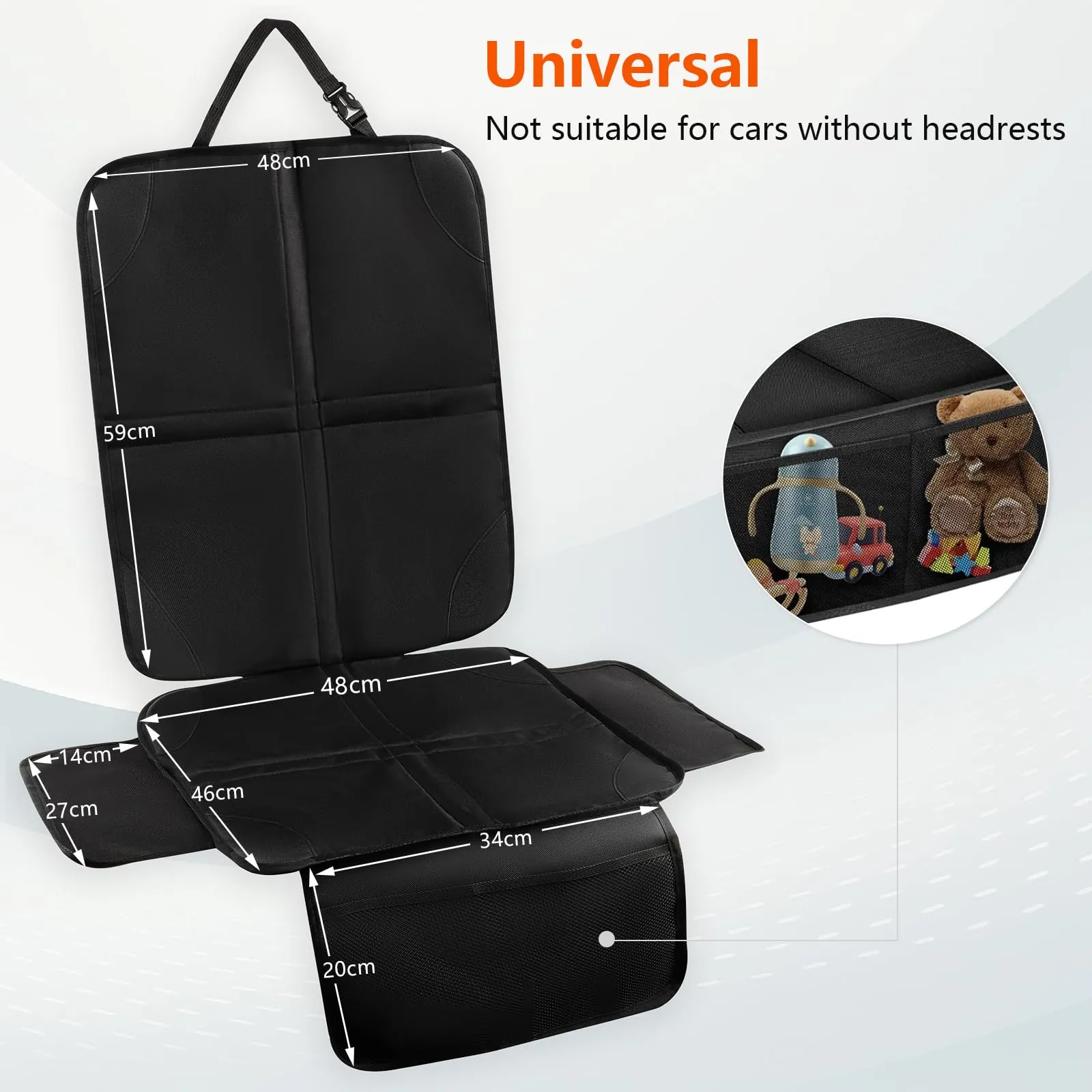 Cozary Protezione Sedile Auto – Impermeabile e Facile da Pulire, Protezione Sedile Posteriore per Seggiolino, Ovetto e Rialzo, con Tasche Portaoggetti - immagine 5