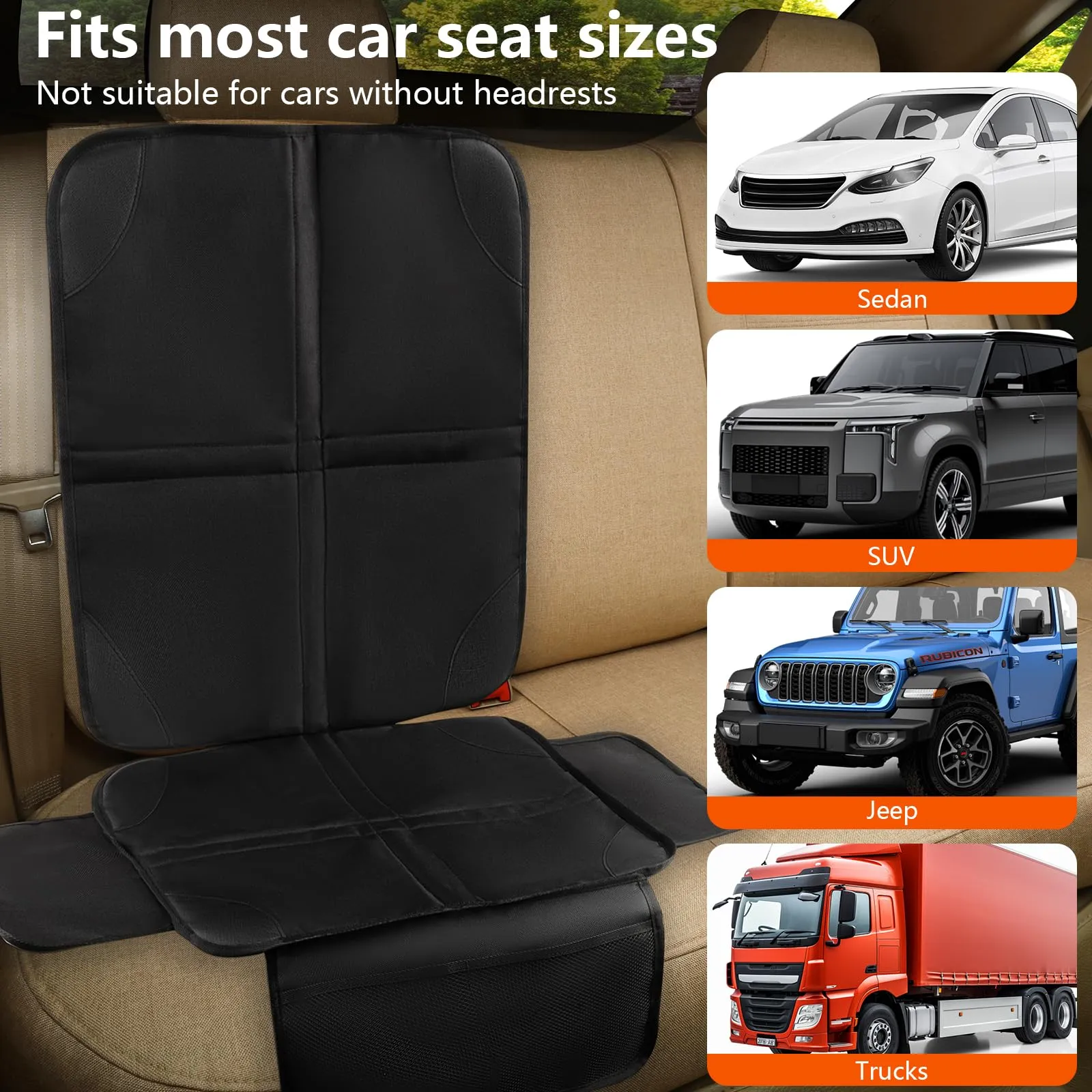 Cozary Protezione Sedile Auto – Impermeabile e Facile da Pulire, Protezione Sedile Posteriore per Seggiolino, Ovetto e Rialzo, con Tasche Portaoggetti - immagine 7