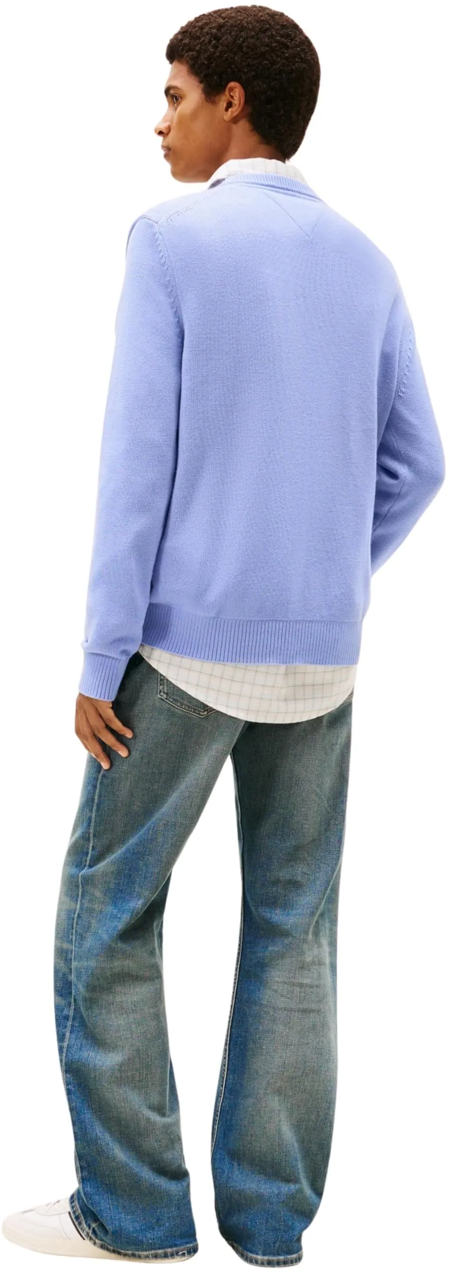 Tommy Jeans Uomo Pullover Sweater Slim Fit, Blu (Nordic Iris), S - immagine 3