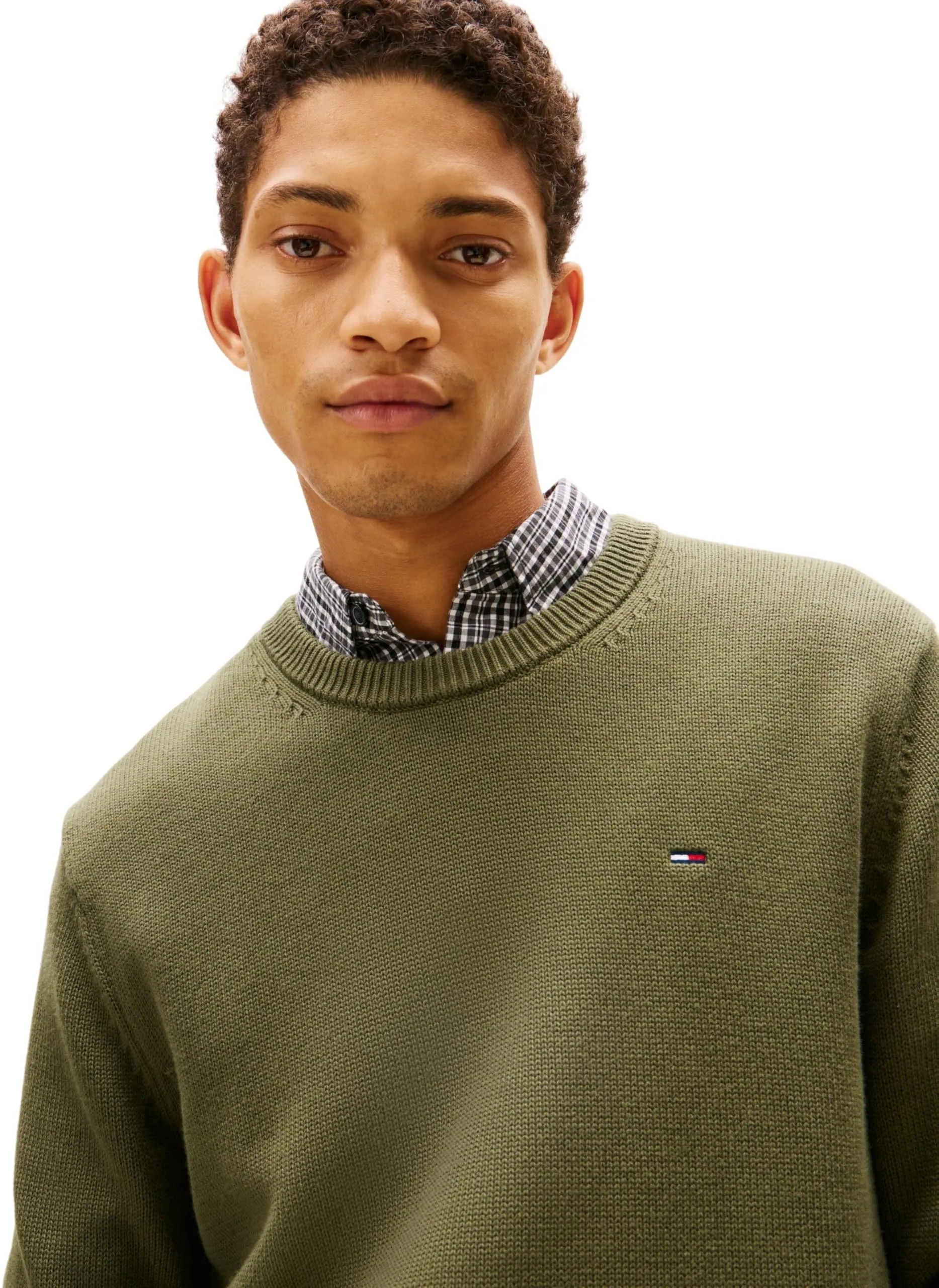Tommy Jeans Uomo Pullover Sweater Slim Fit, Verde (Dark Greenery), XS - immagine 4