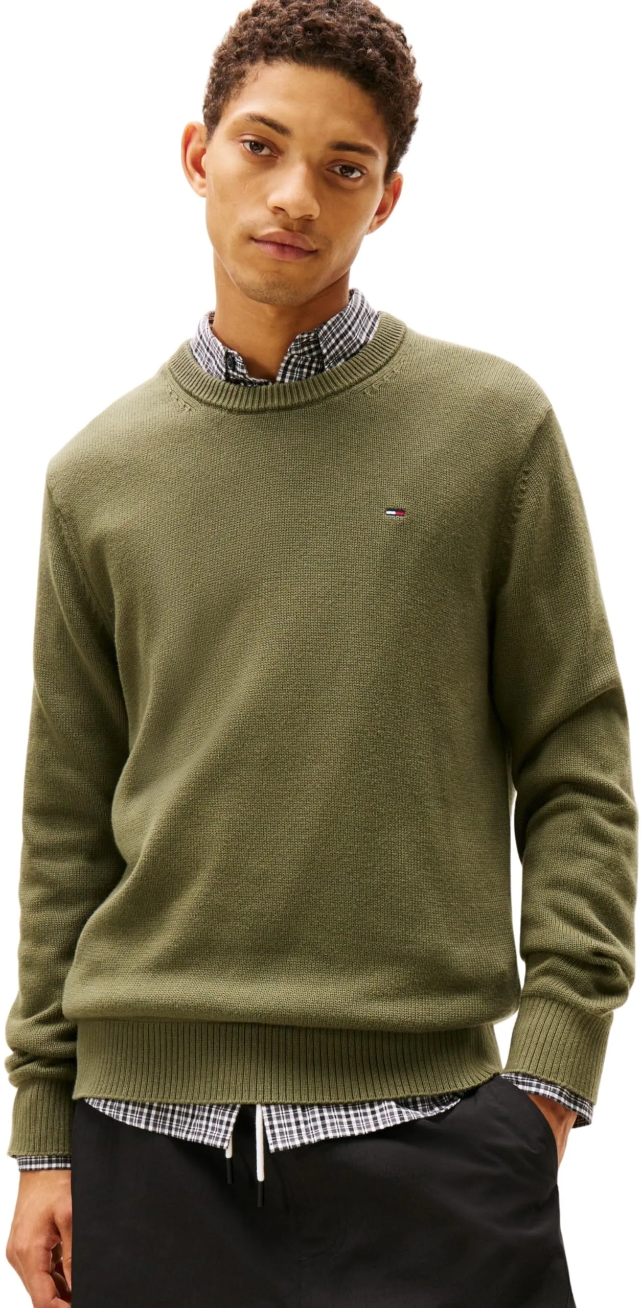 Tommy Jeans Uomo Pullover Sweater Slim Fit, Verde (Dark Greenery), M - immagine 1