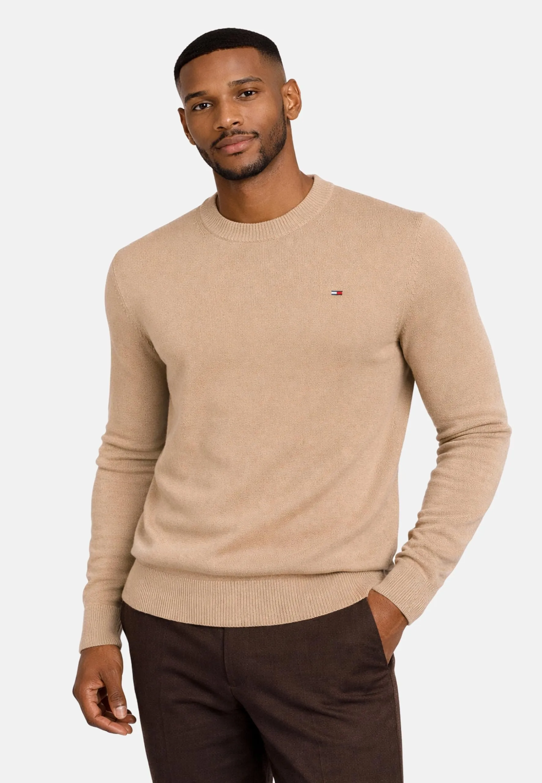 Tommy Jeans Uomo Pullover Sweater Slim Fit, Beige (Gulf Sand), L - immagine 4