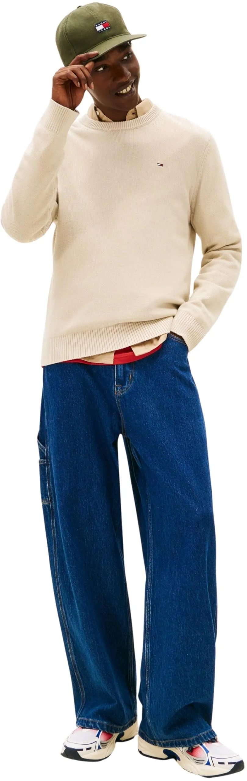Tommy Jeans Uomo Pullover Sweater Slim Fit, Beige (Gulf Sand), L - immagine 6