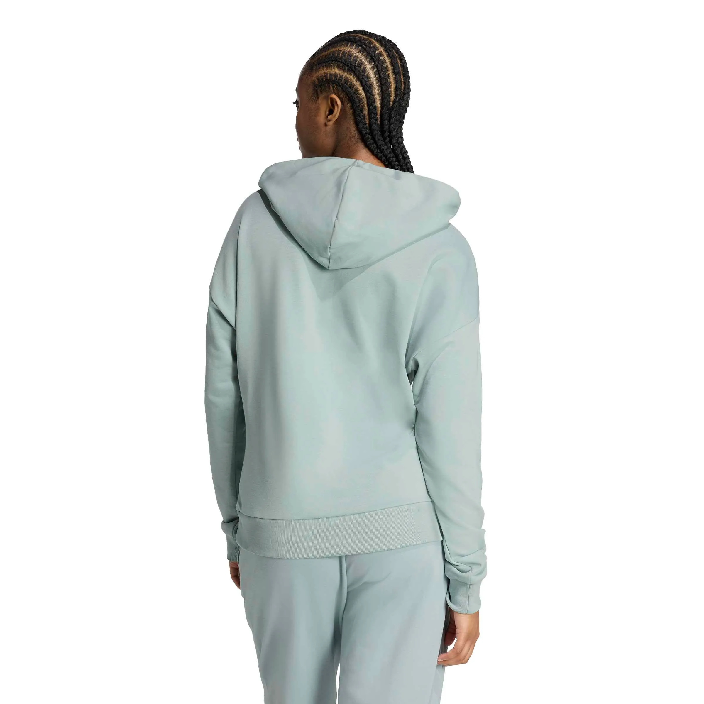 adidas Femme Essentials Small Logo French Terry Hoodie, Wonder Sage/White, L - immagine 2
