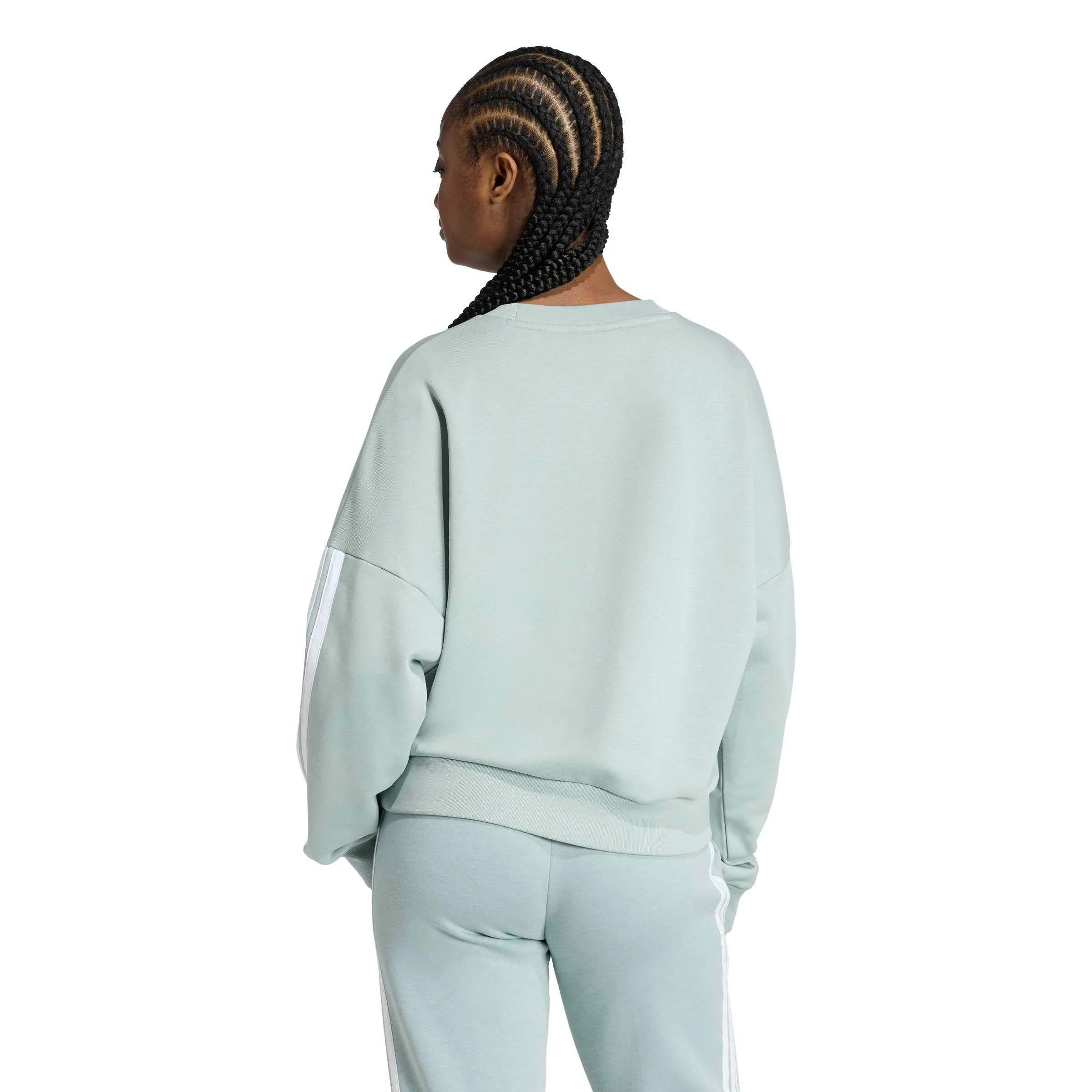 adidas Femme Essentials 3-Stripes French Terry Sweatshirt, Wonder Sage/White, XXL - immagine 2