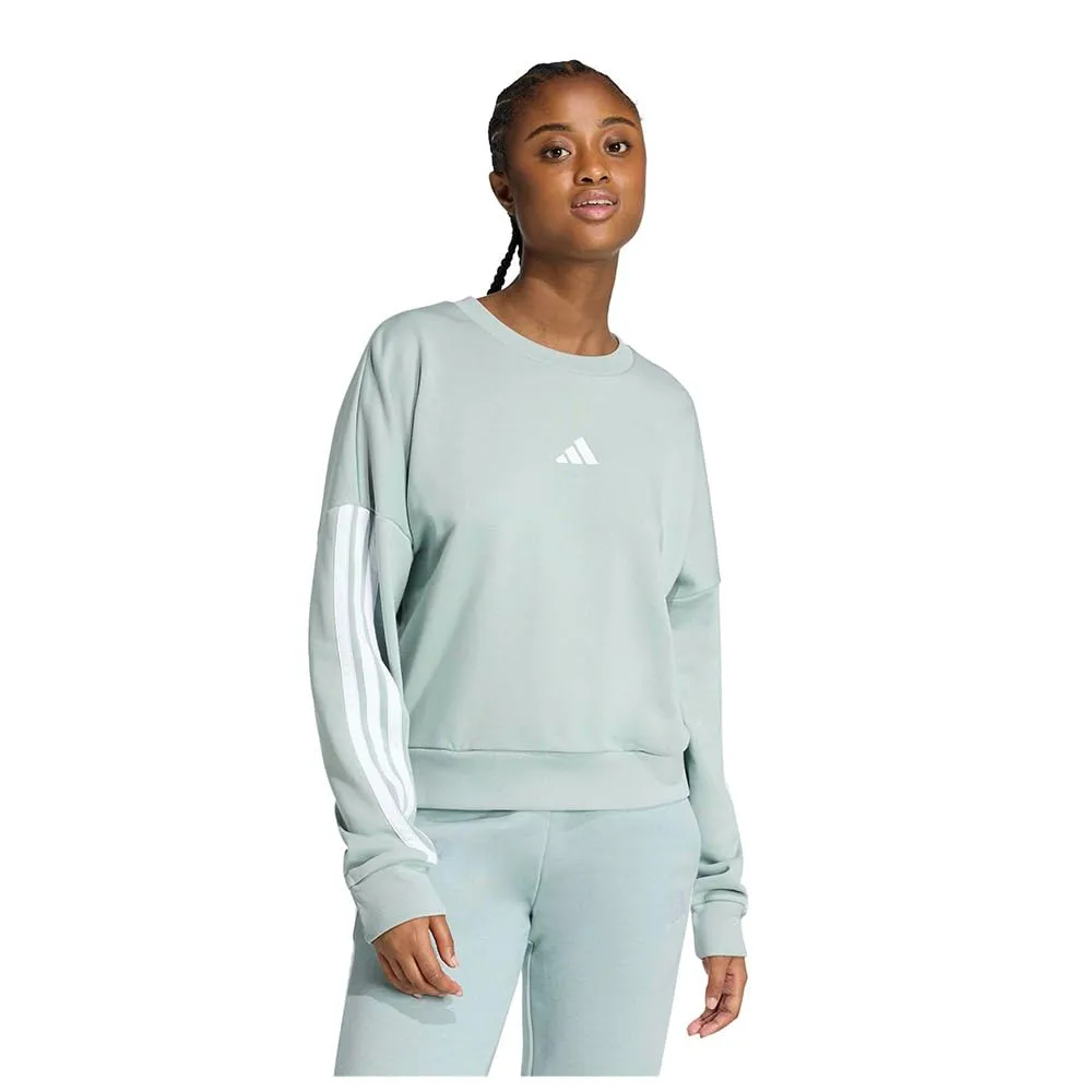 adidas Femme Essentials 3-Stripes French Terry Sweatshirt, Wonder Sage/White, XXL - immagine 3