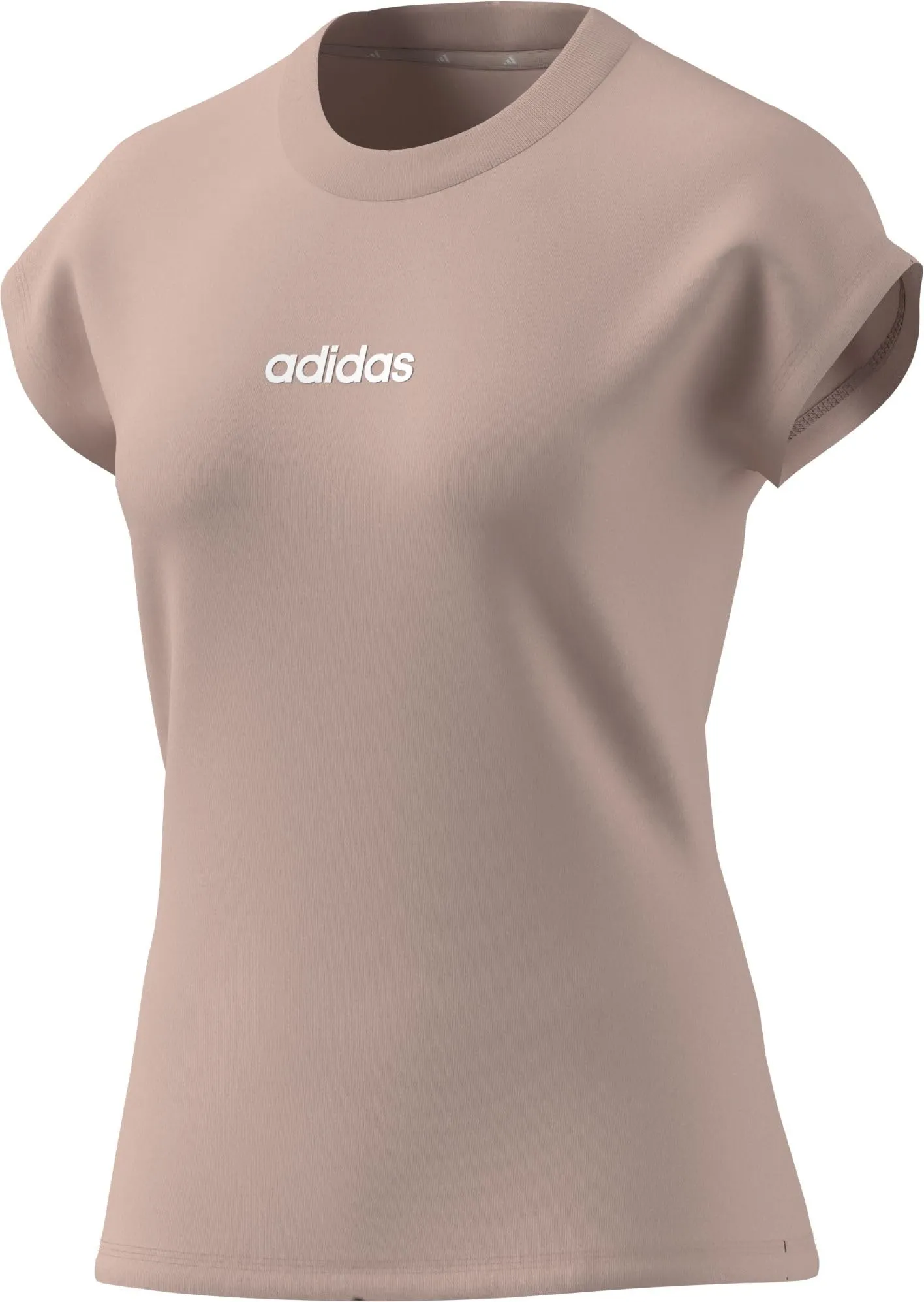 adidas Femme Essentials Linear Cotton T-Shirt, Blush Pink/White, L - immagine 3