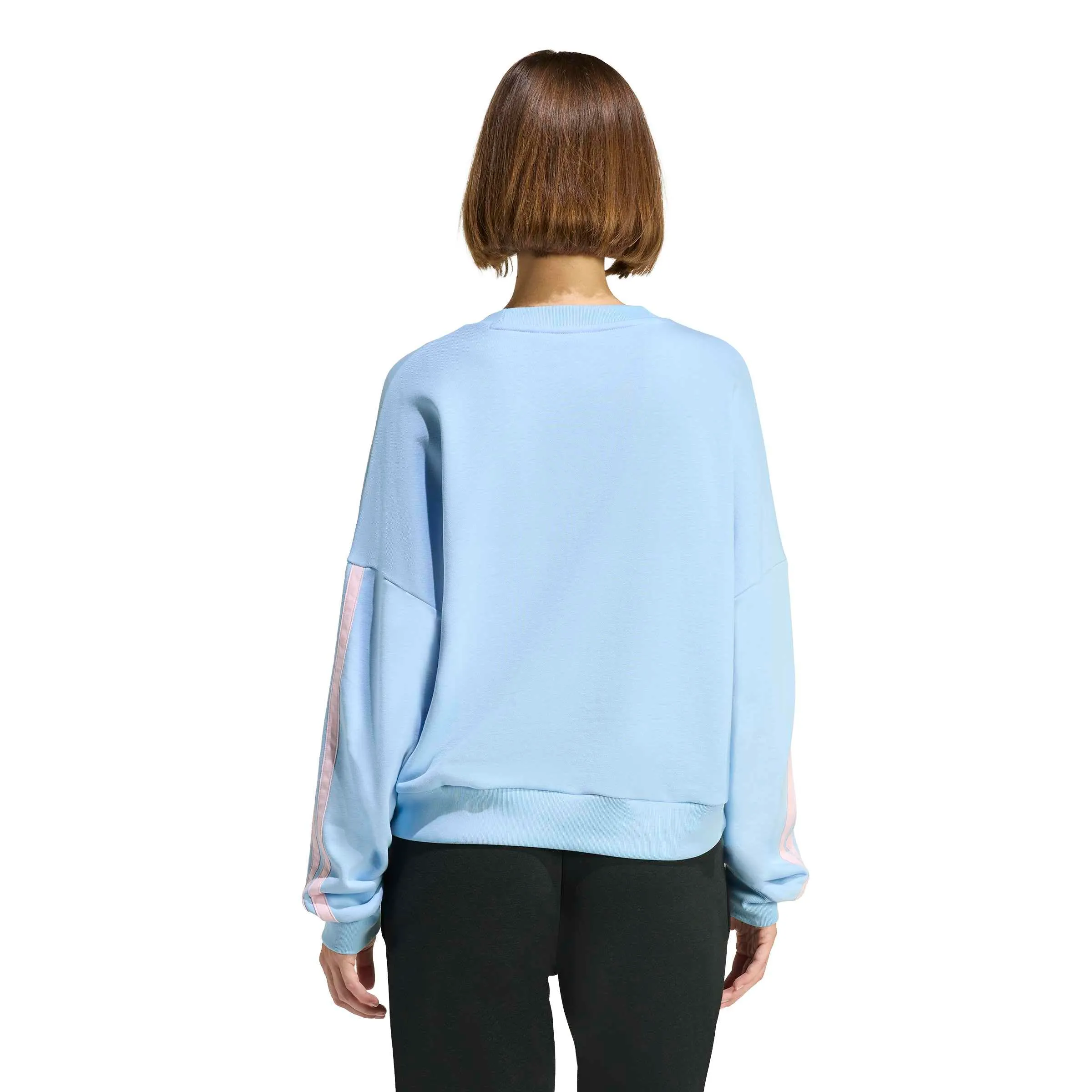 adidas Femme Essentials 3-Stripes French Terry Sweatshirt, Glow Blue/Clear Pink, XS - immagine 2