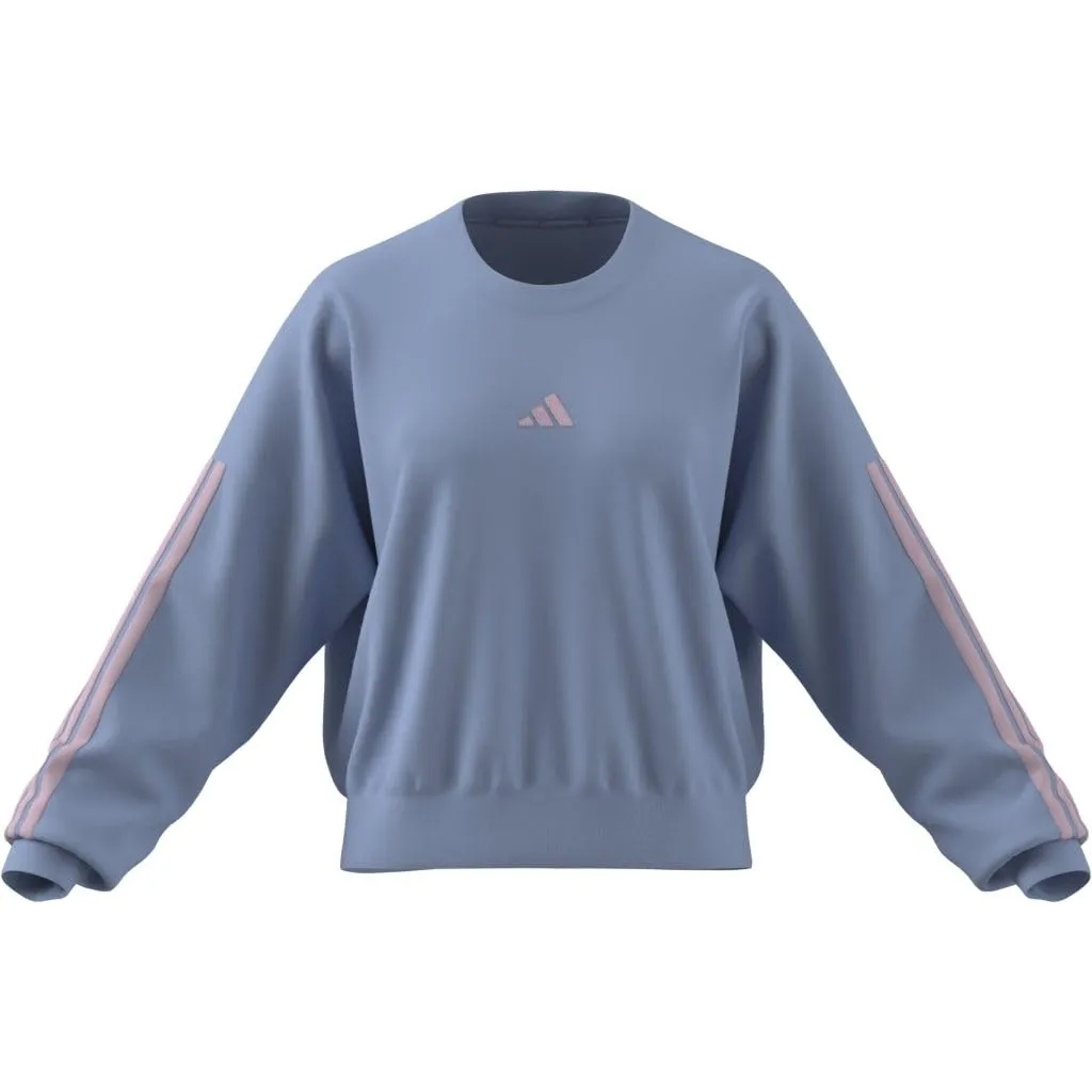 adidas Femme Essentials 3-Stripes French Terry Sweatshirt, Glow Blue/Clear Pink, XS - immagine 5
