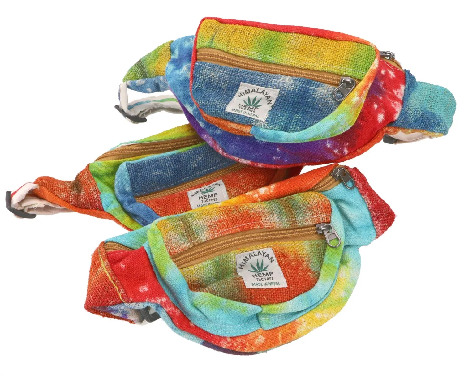 GURU SHOP Praktische Hanf Gürteltasche, Batik Ethno Bauchtasche, Sidebag - Batik Bunt, Herren/Damen, Mehrfarbig, Size:One Size, 15x20 cm, Festival- Bauchtasche Hippie - immagine 2