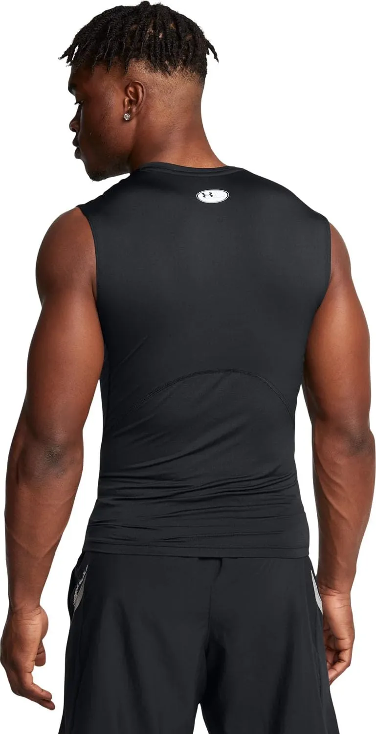 Under Armour HeatGear - Gilet basilare a compressione, da uomo, colore: nero/bianco, S - immagine 2