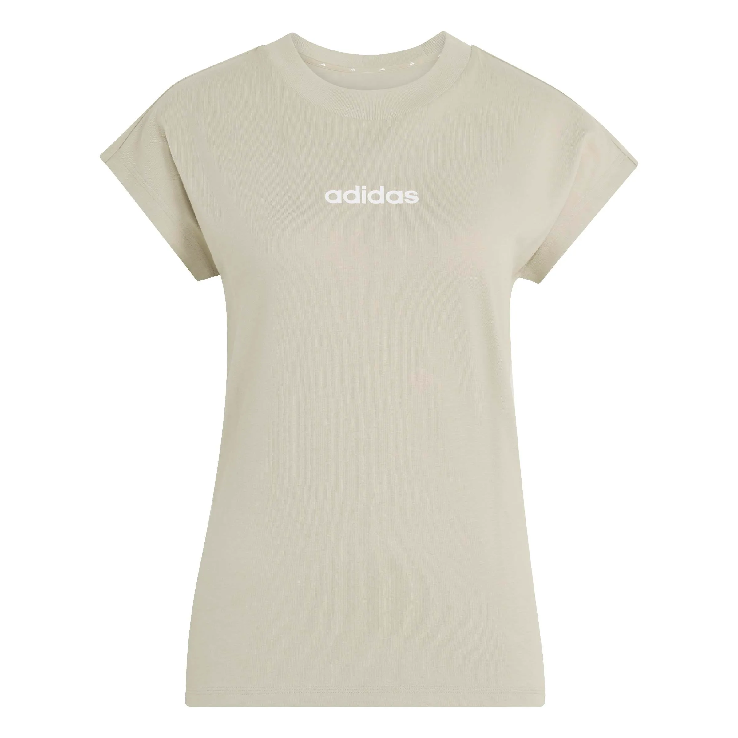 adidas Femme Essentials Linear Cotton T-Shirt, Wonder Cargo/White, L - immagine 1