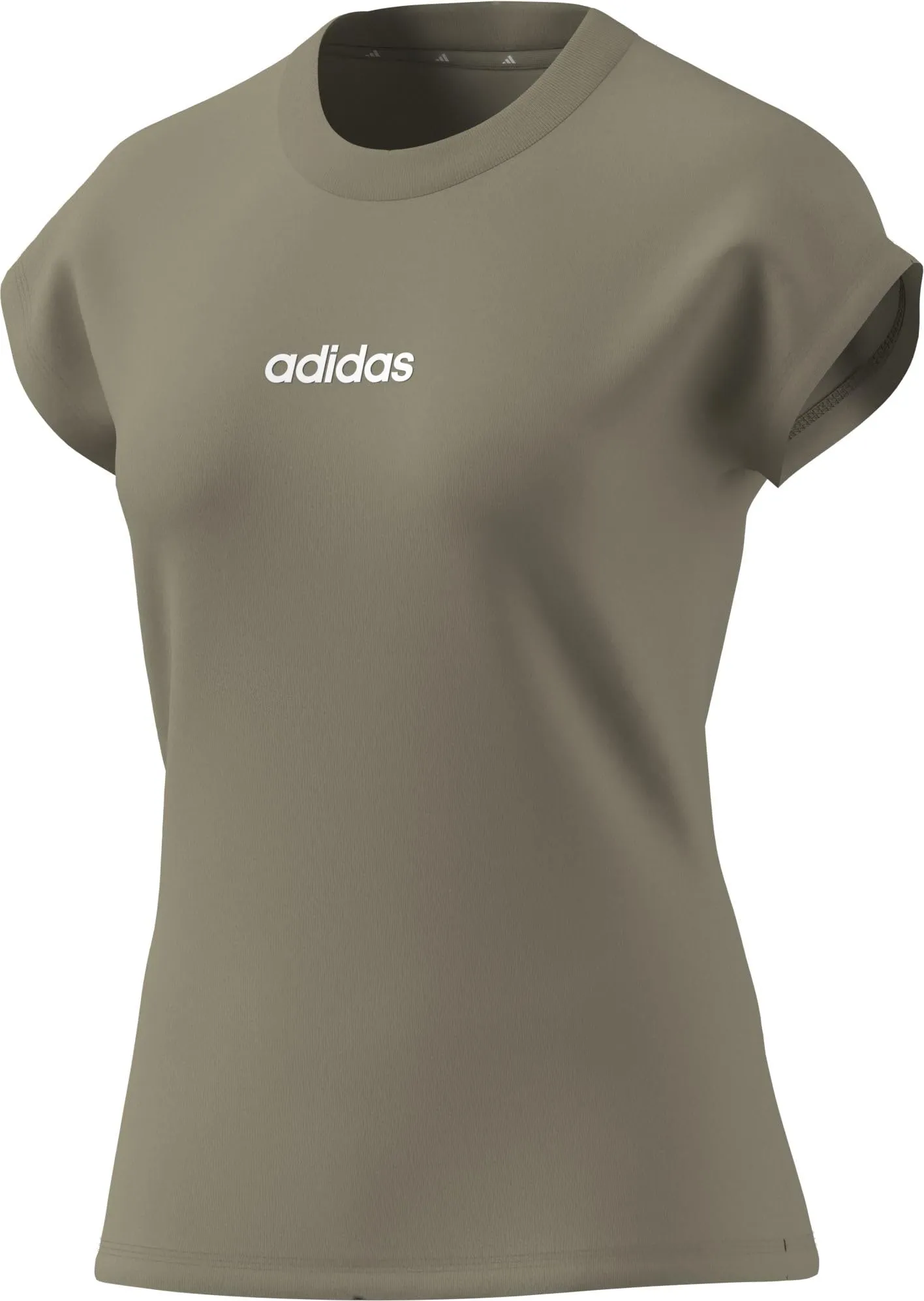 adidas Femme Essentials Linear Cotton T-Shirt, Wonder Cargo/White, L - immagine 4