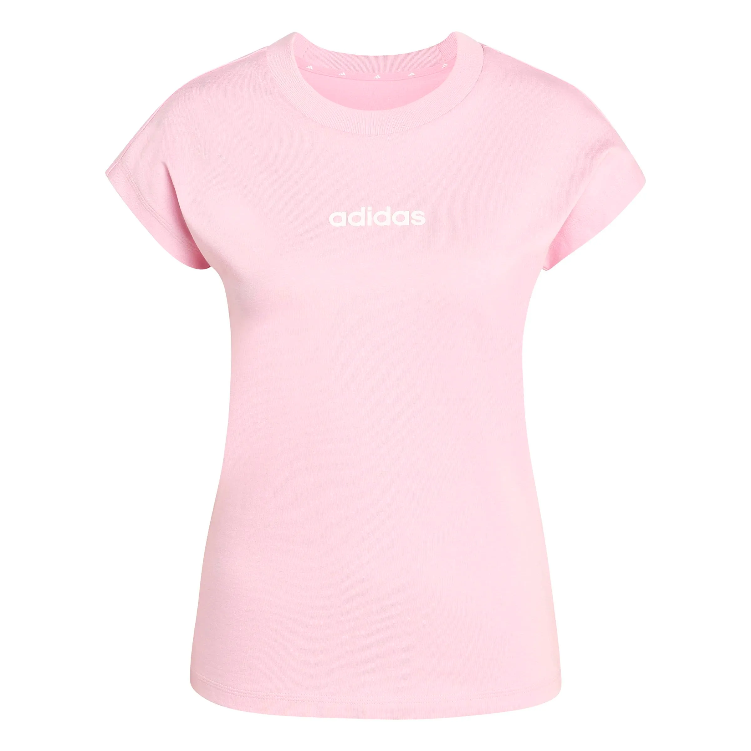 adidas Femme Essentials Linear Cotton T-Shirt, True Pink/White, XS - immagine 1