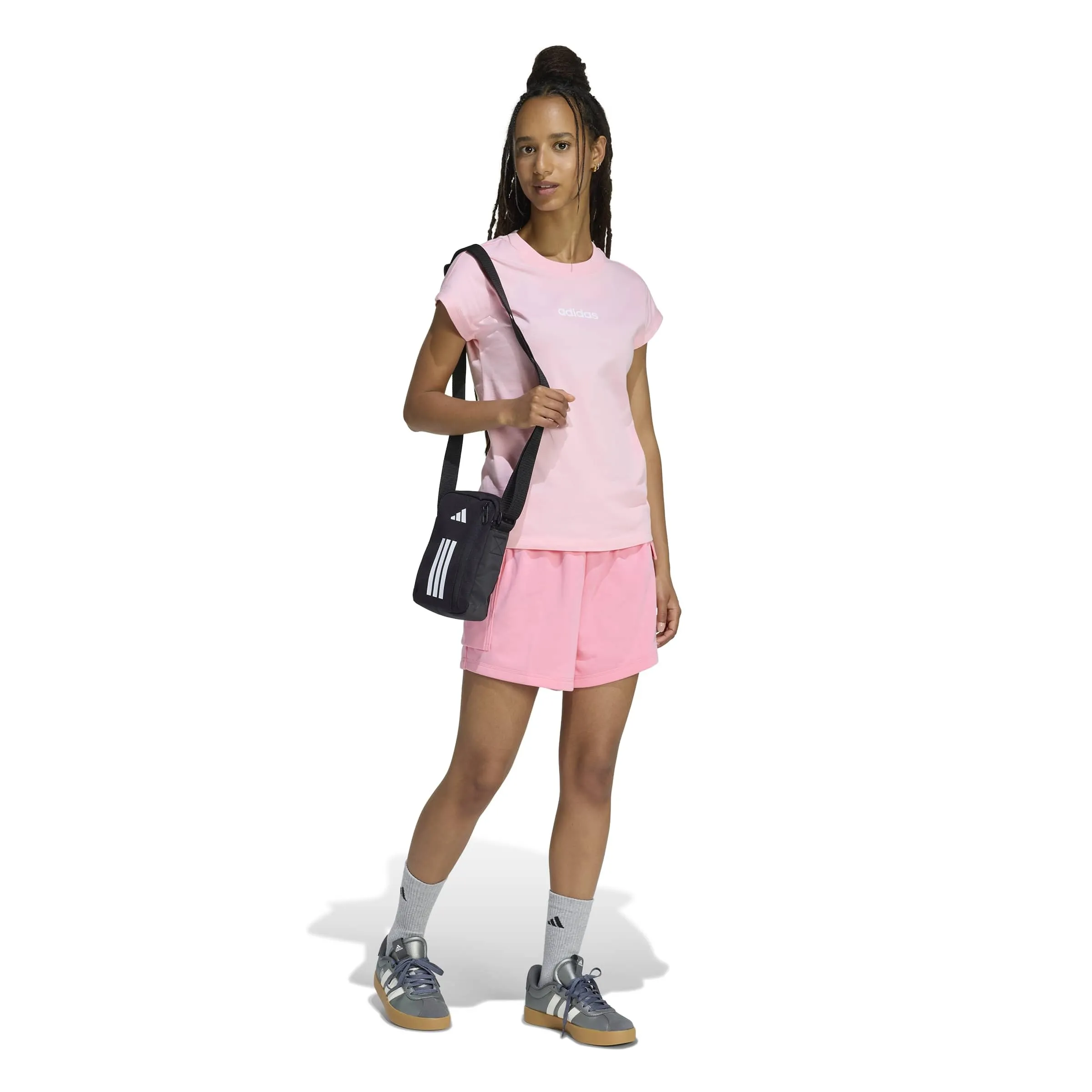 adidas Femme Essentials Linear Cotton T-Shirt, True Pink/White, S - immagine 2