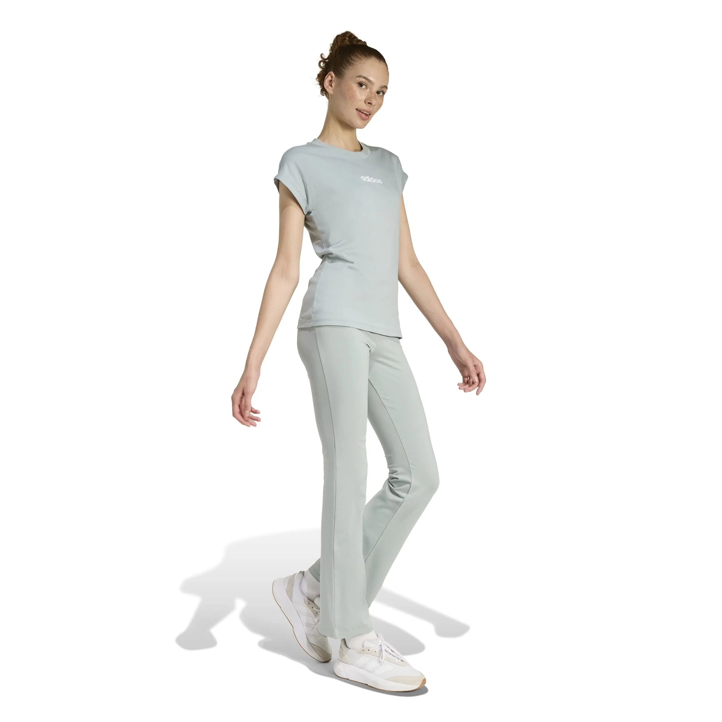 adidas Femme Essentials Linear Cotton T-Shirt, Wonder Sage/White, XS - immagine 2