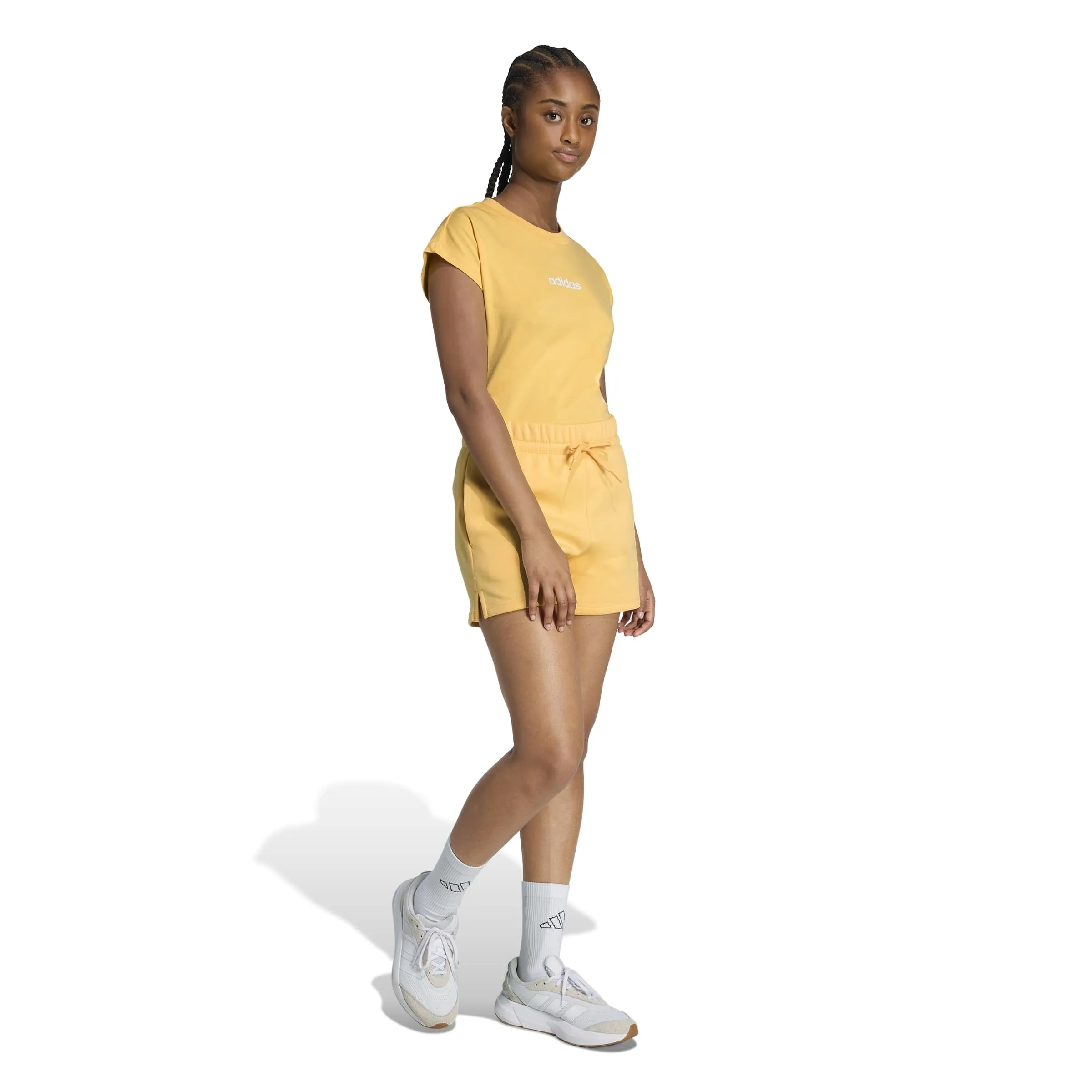 adidas Femme Essentials Linear Cotton T-Shirt, Semi Ice Tangerine/White, M - immagine 2