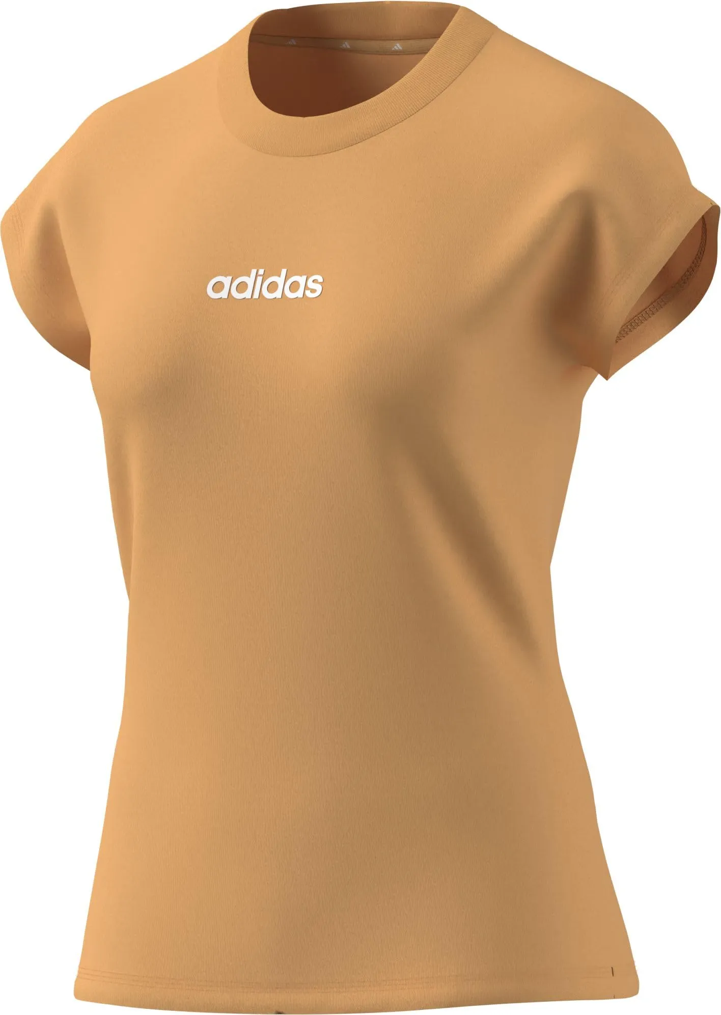 adidas Femme Essentials Linear Cotton T-Shirt, Semi Ice Tangerine/White, XS - immagine 4