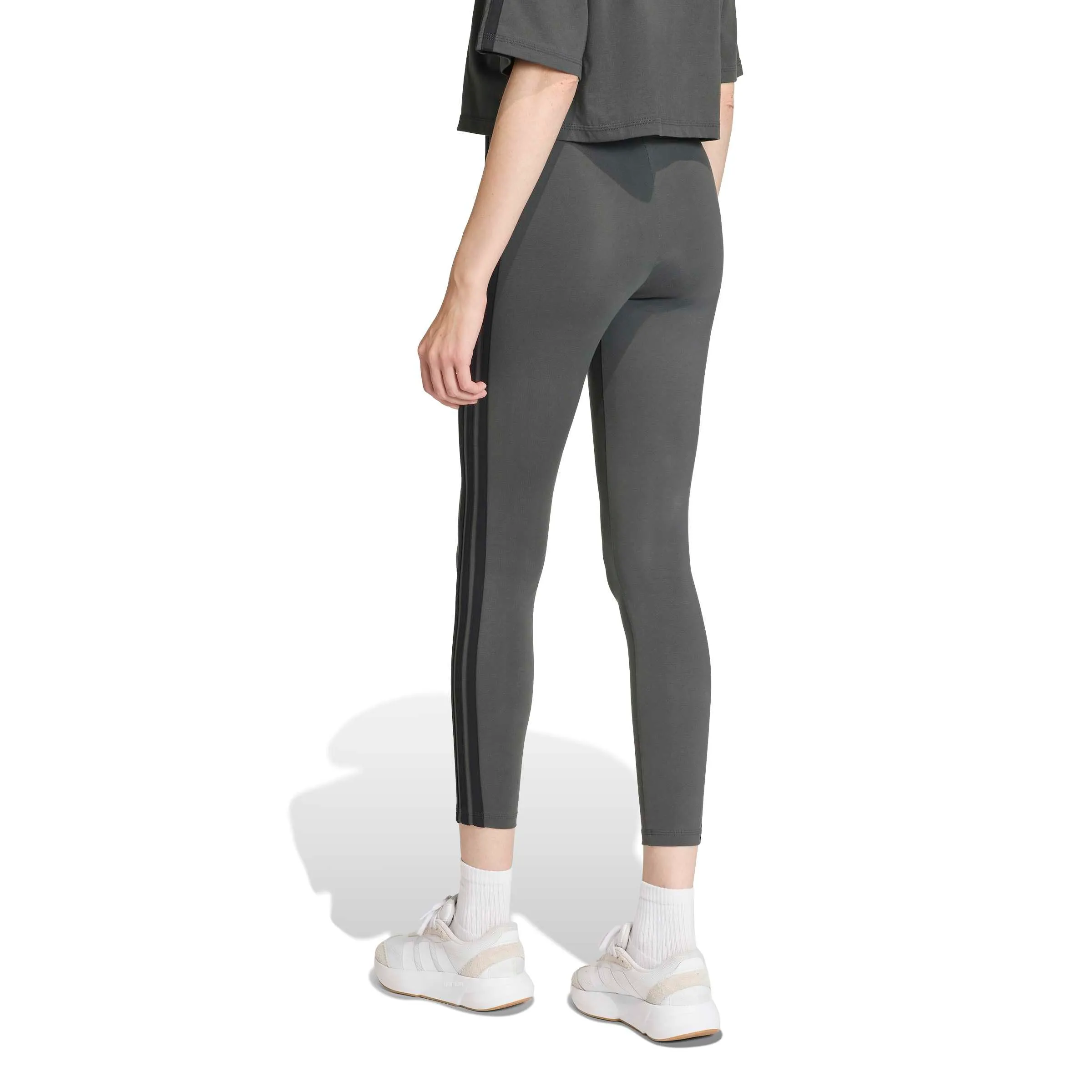adidas Leggings da donna Essentials in cotone con 3 strisce, Grigio/nero, M - immagine 3
