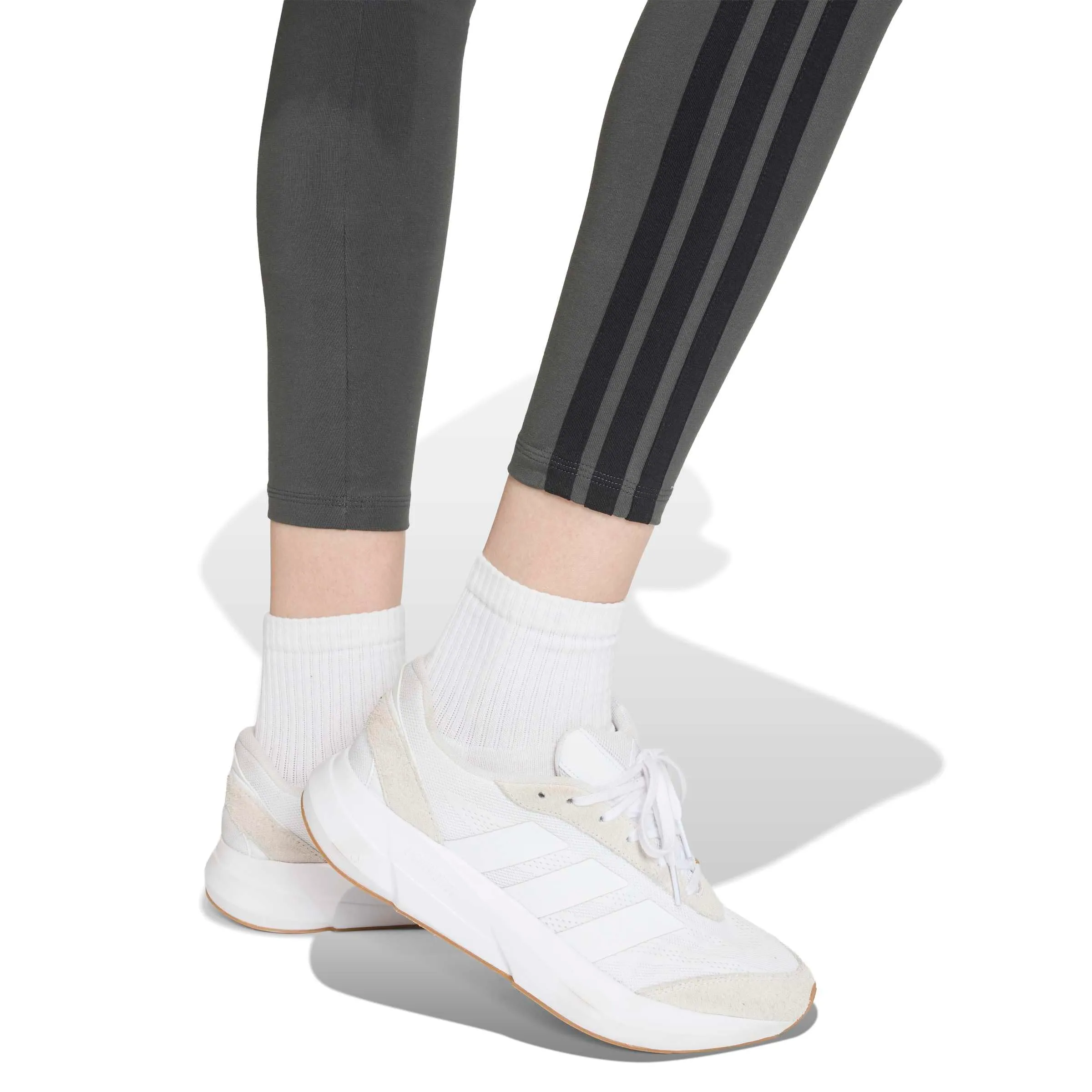 adidas Leggings da donna Essentials in cotone con 3 strisce, Grigio/nero, M - immagine 5